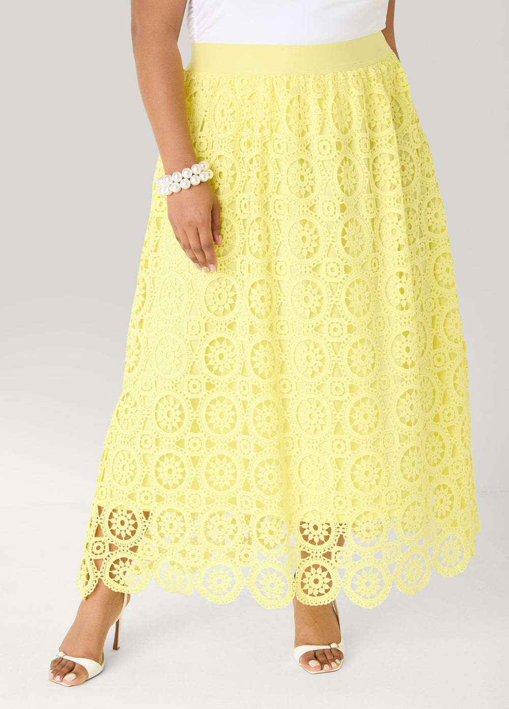 Crocheted Maxi Skirt Calypso Coral | Ashley Stewart