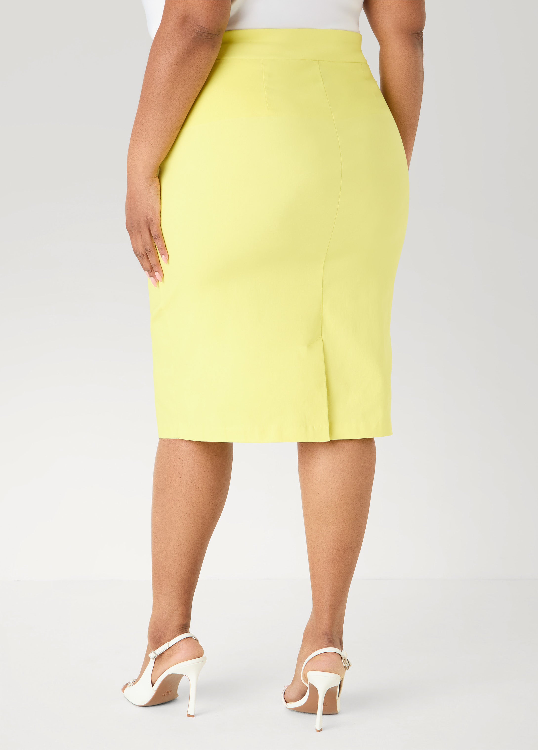Millennium Slip On Pencil Skirt Canary Yellow | Ashley Stewart