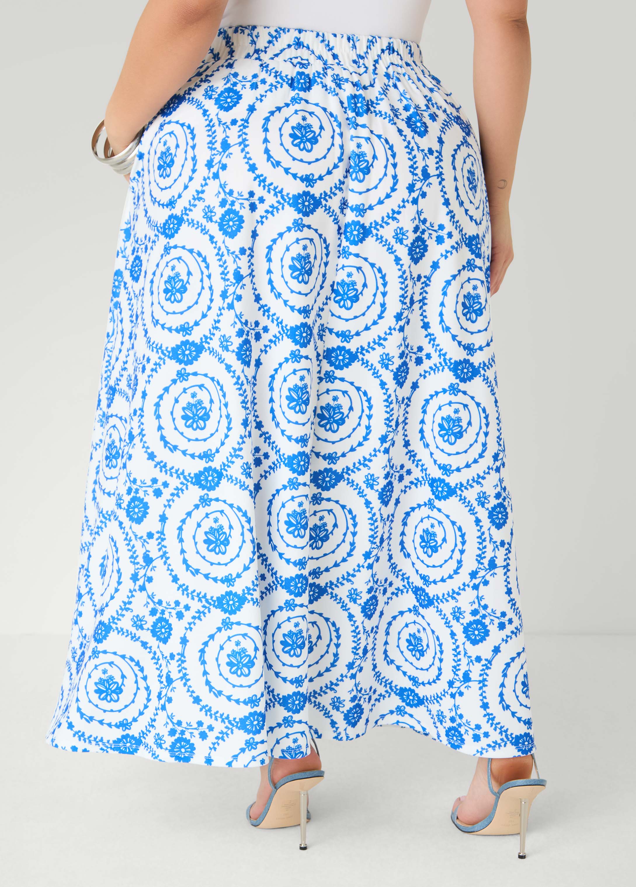 Floral Print Maxi Skirt Victoria Blue | Ashley Stewart