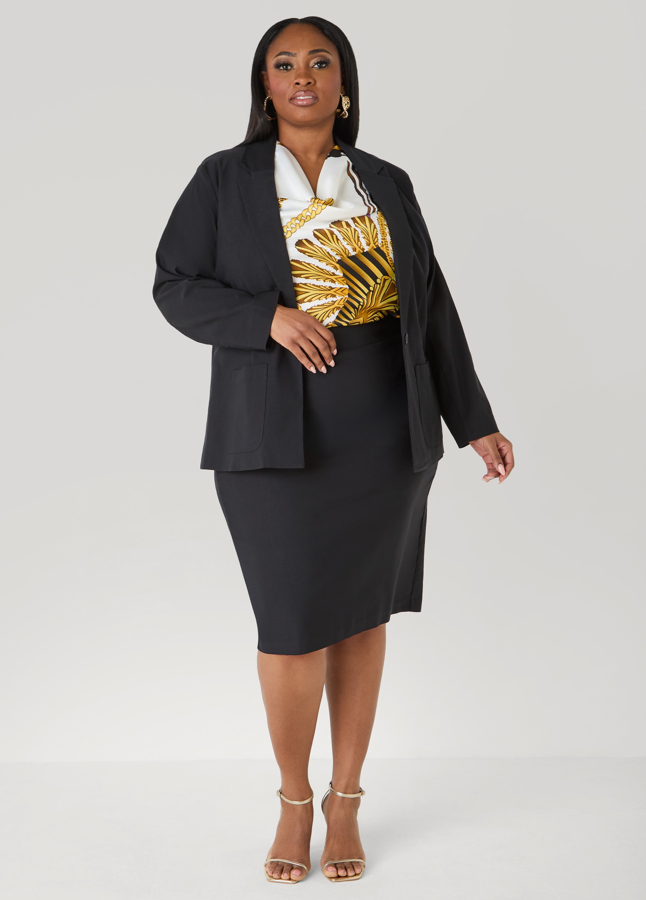 Millennium Pocket Front Skirt Black | Ashley Stewart