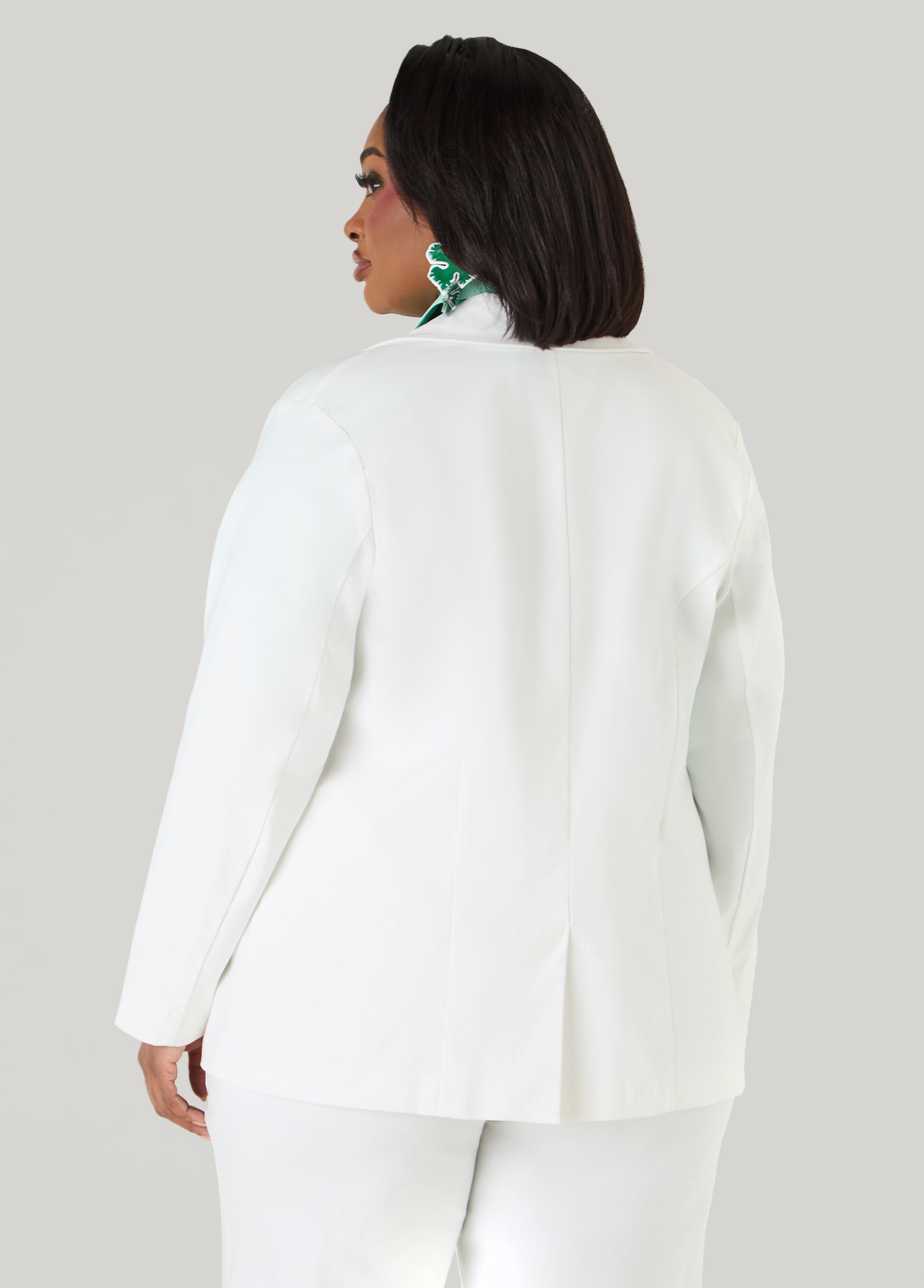 Millennium Button Up Blazer White | Ashley Stewart