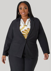 Millennium Buttoned Blazer Black | Ashley Stewart