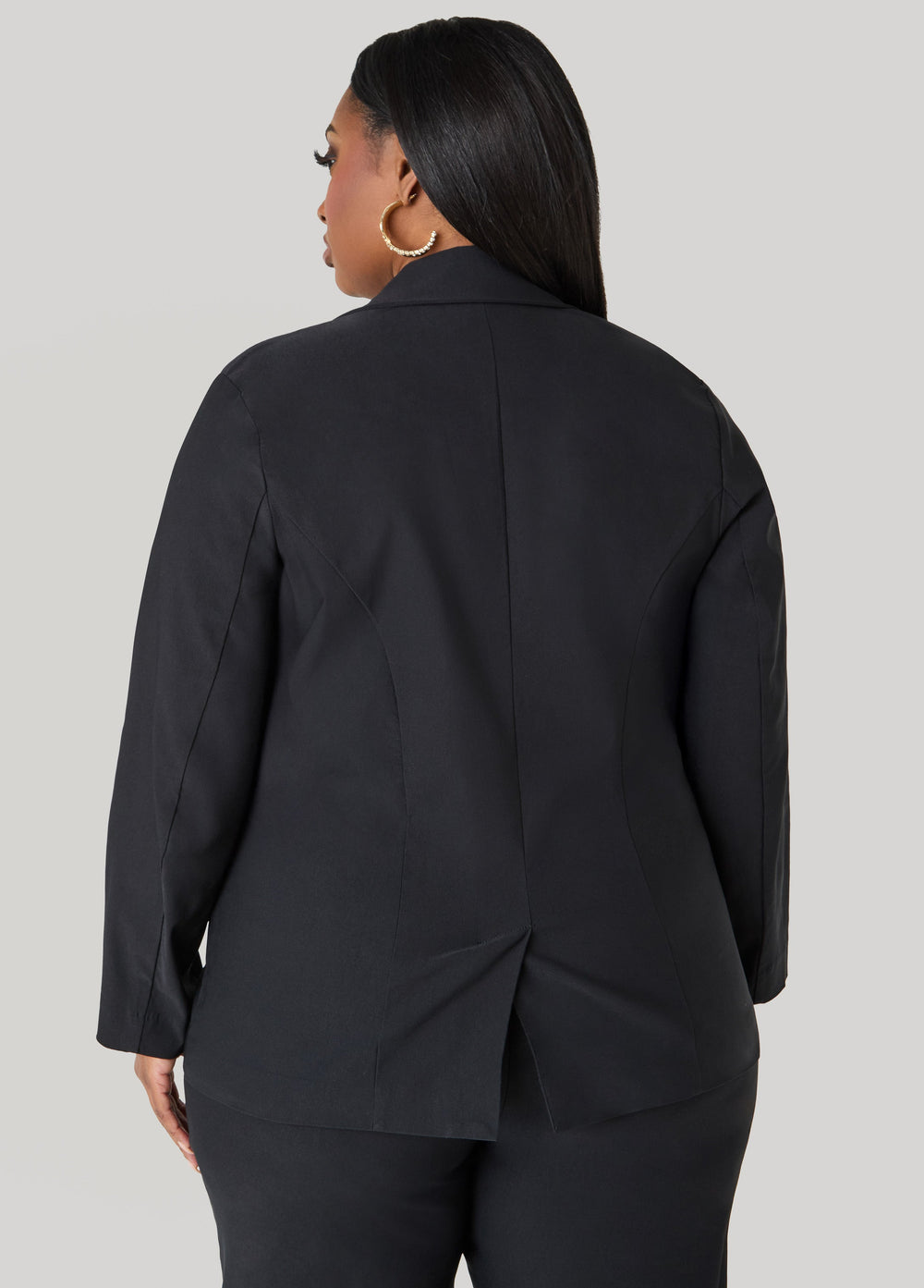 Millennium Buttoned Blazer Black | Ashley Stewart