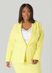 Millennium Button Front Blazer Canary Yellow | Ashley Stewart