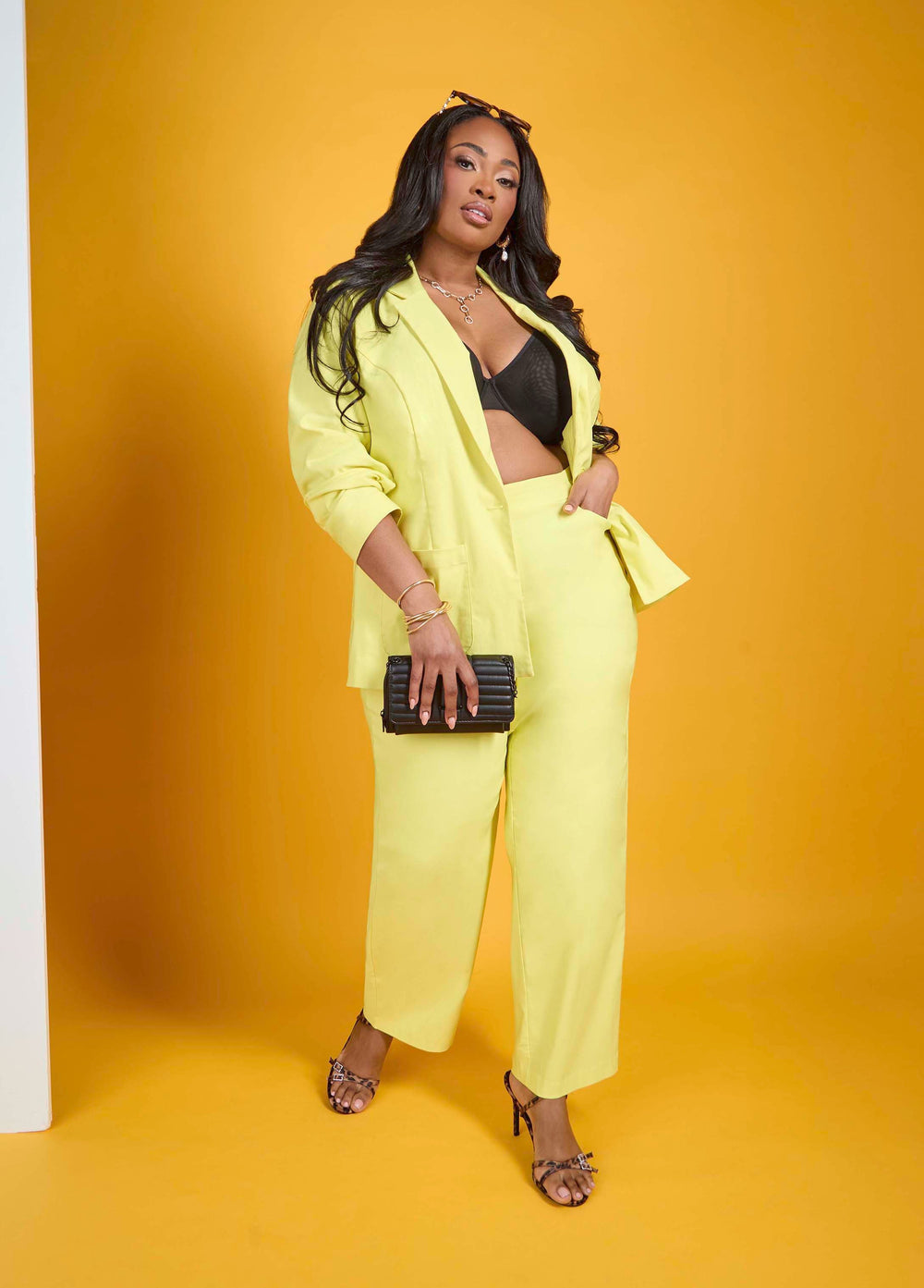 Millennium Button Front Blazer Canary Yellow | Ashley Stewart