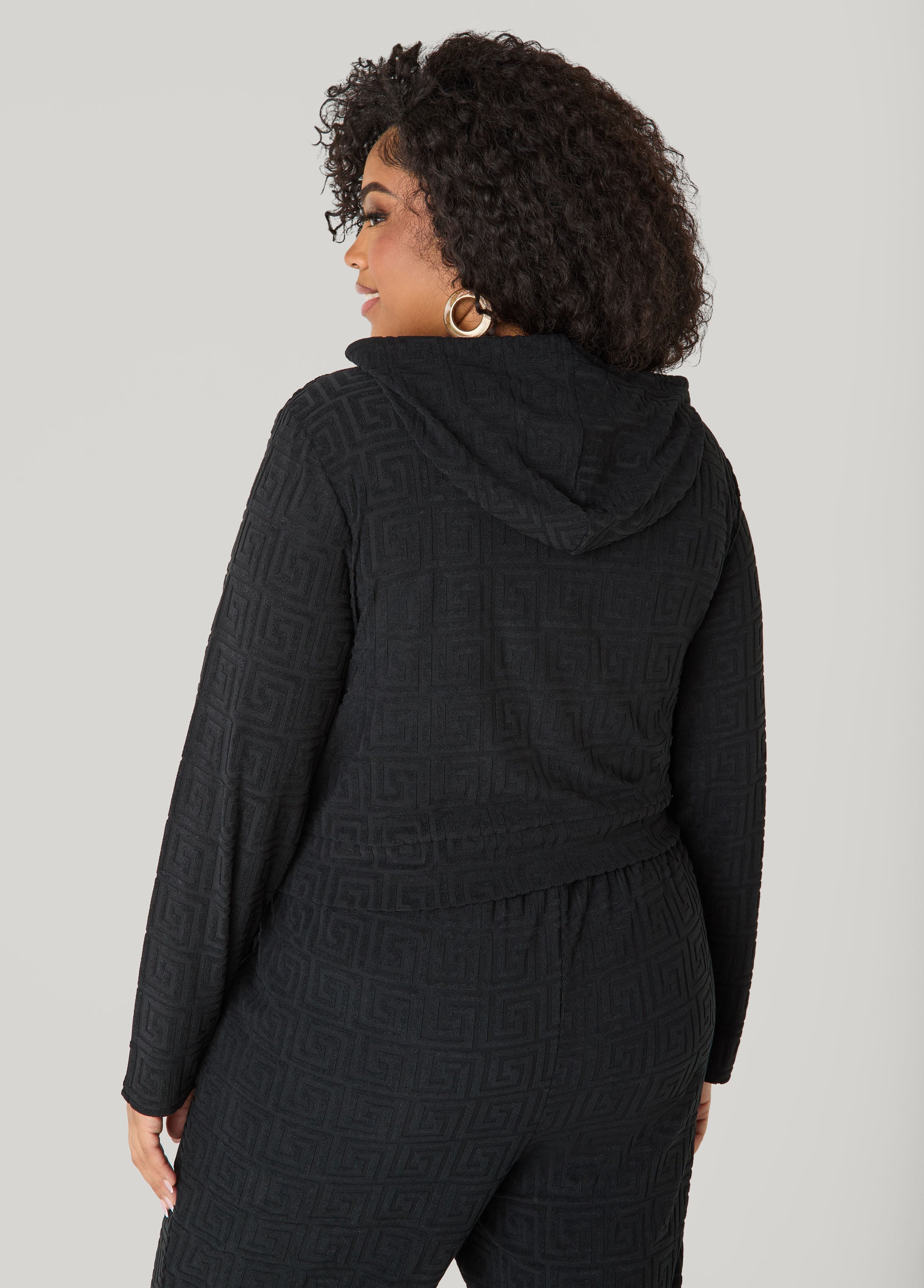 Greek Key Track Jacket Coffee Bean | Ashley Stewart