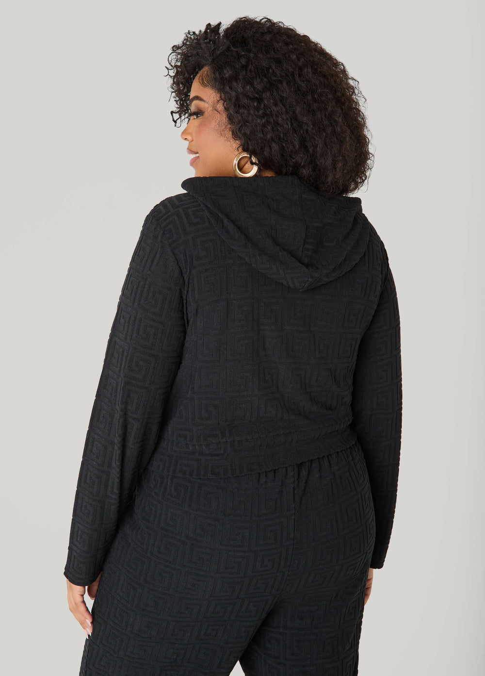 Greek Key Track Jacket Coffee Bean | Ashley Stewart
