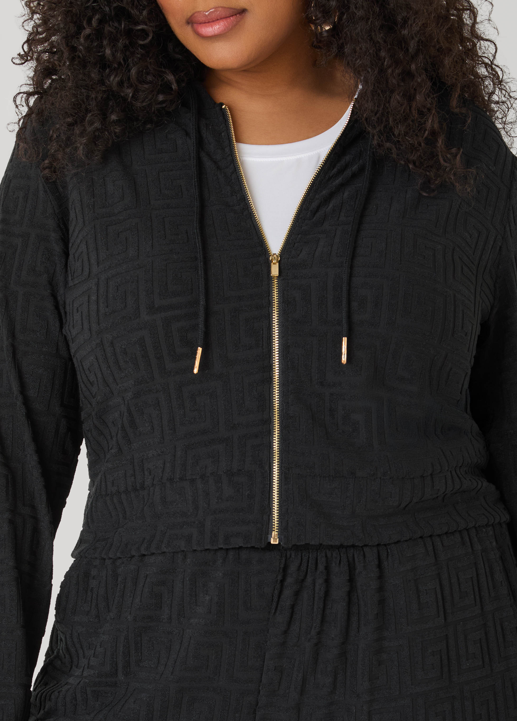Greek Key Track Jacket Coffee Bean | Ashley Stewart