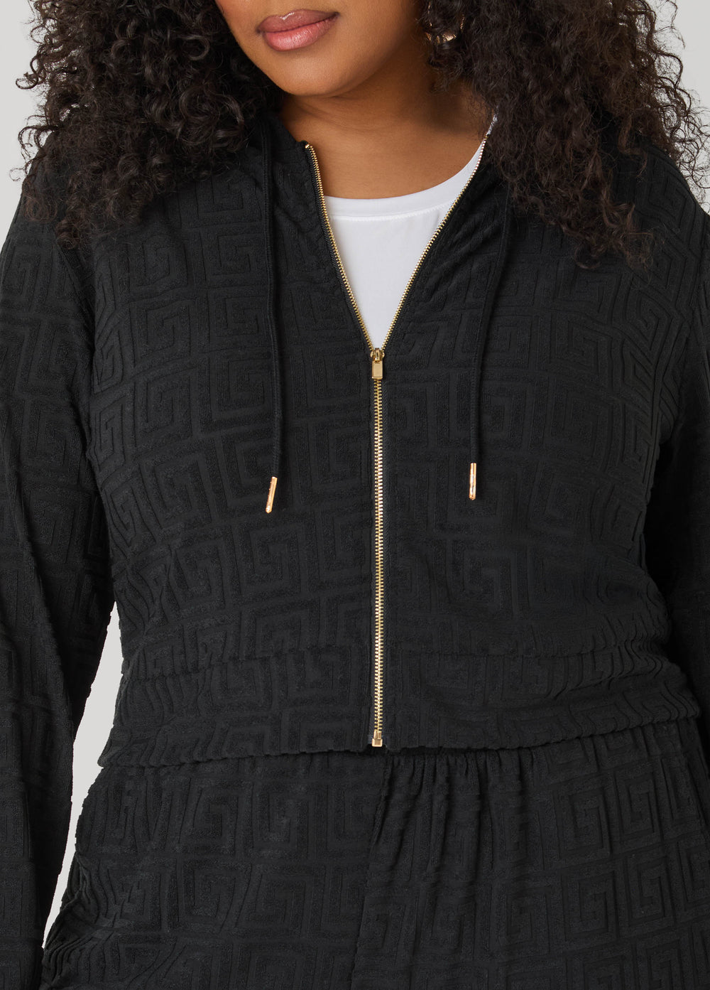 Greek Key Track Jacket Coffee Bean | Ashley Stewart