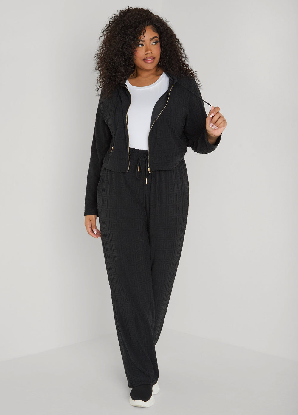 Greek Key Track Jacket Coffee Bean | Ashley Stewart