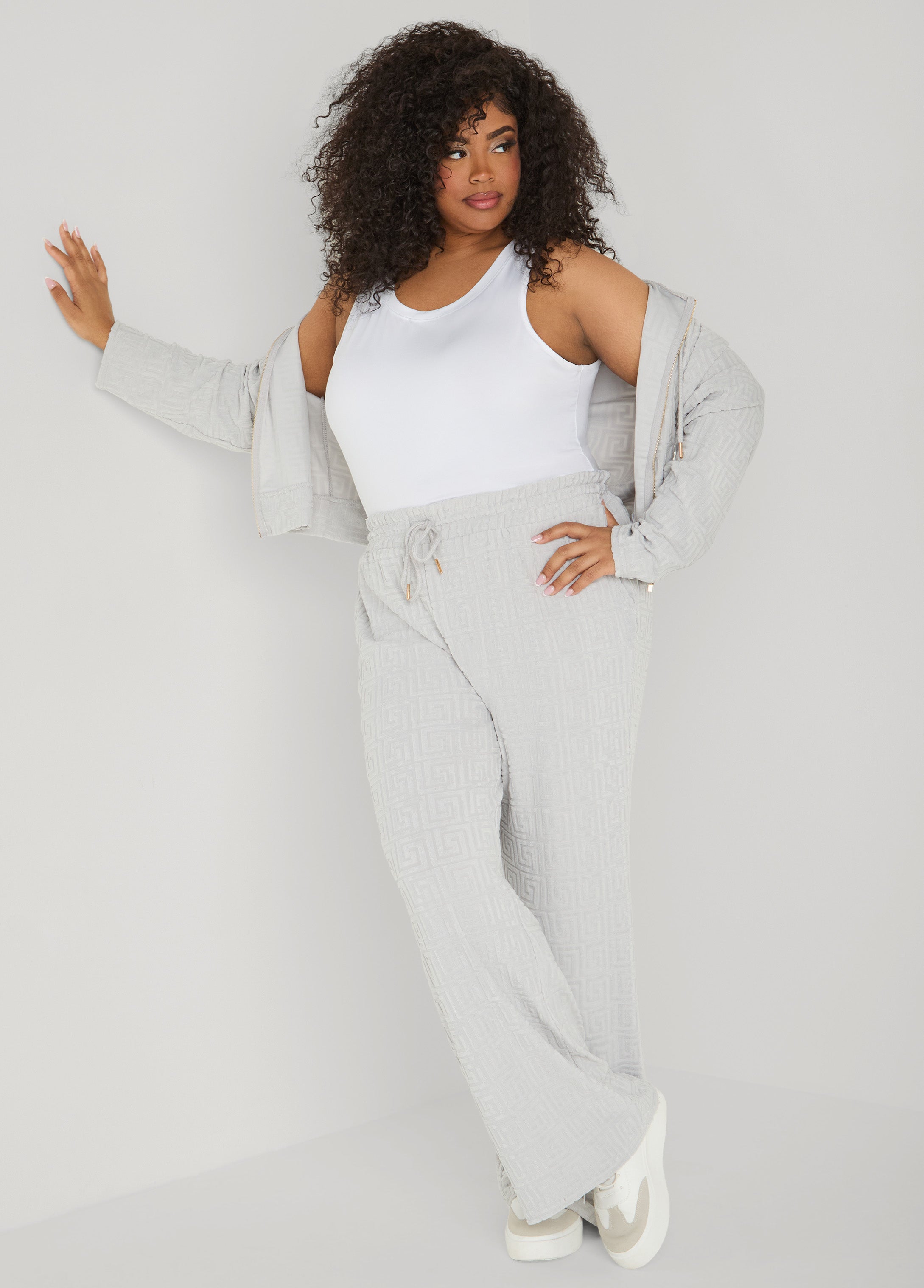 Greek Key Track Jacket Coffee Bean | Ashley Stewart