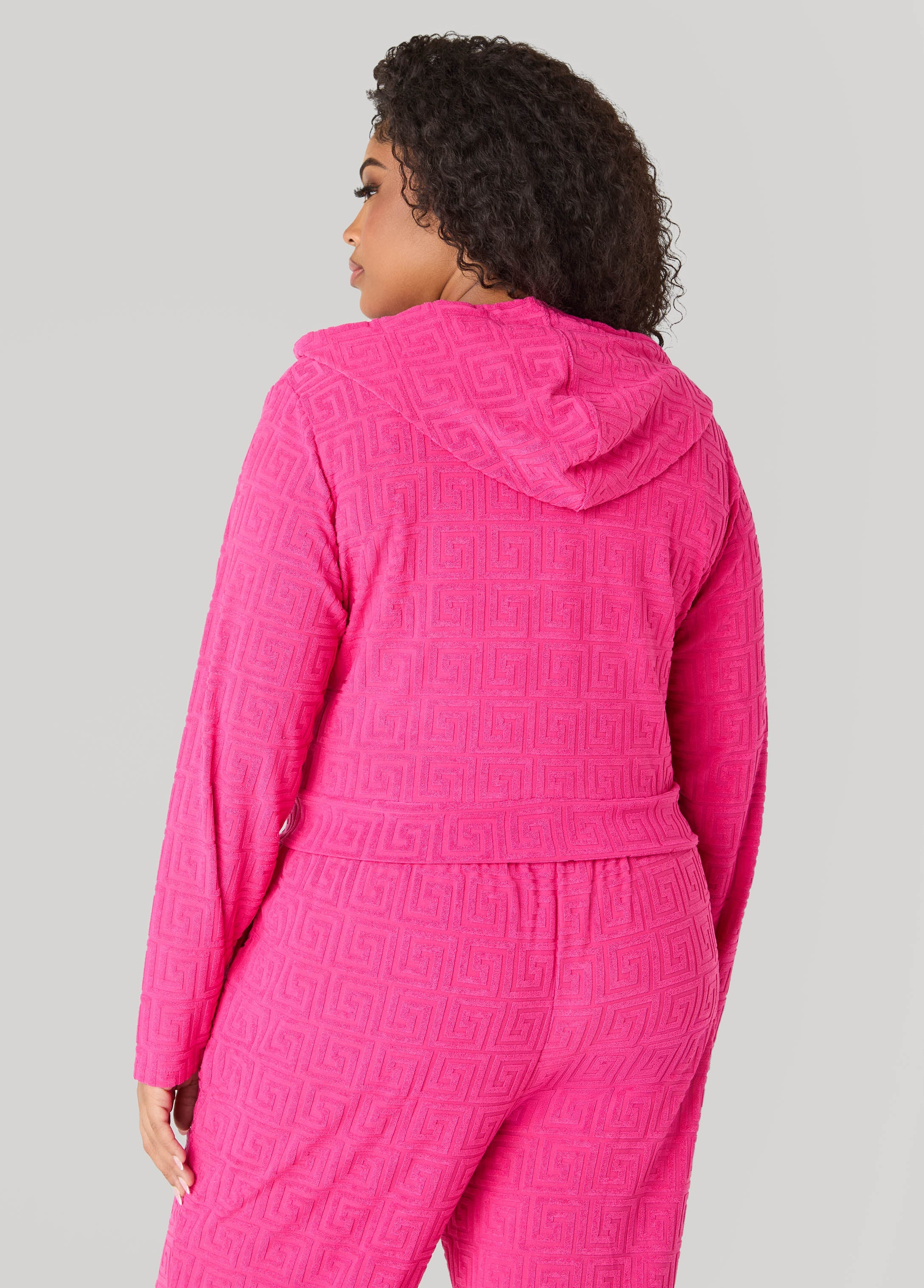 Greek Key Track Jacket Coffee Bean | Ashley Stewart
