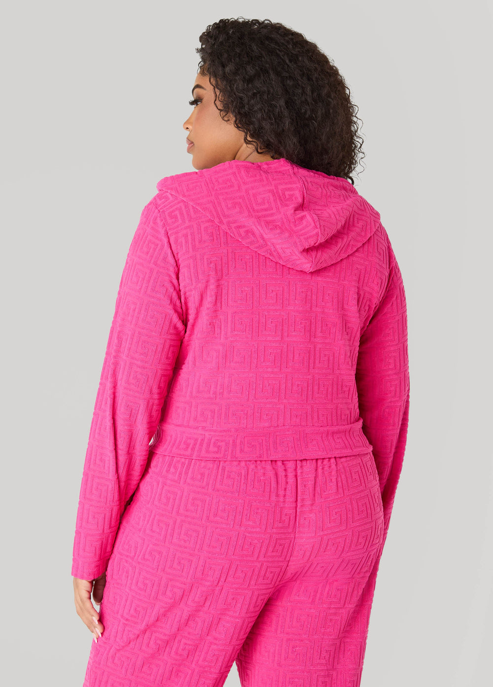 Greek Key Track Jacket Coffee Bean | Ashley Stewart