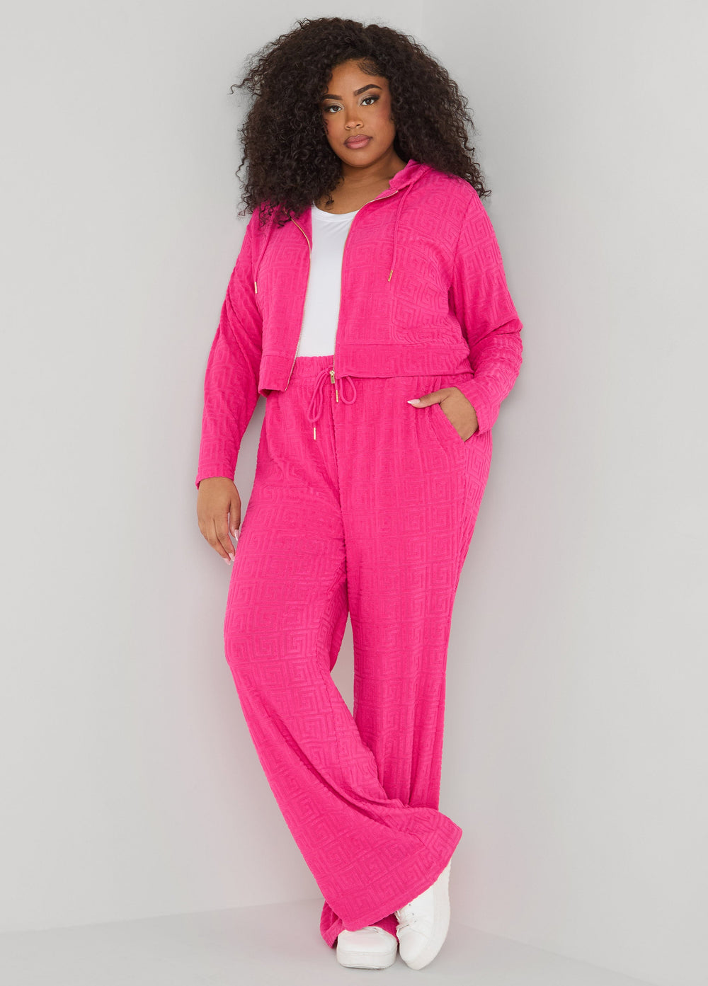 Greek Key Track Jacket Coffee Bean | Ashley Stewart