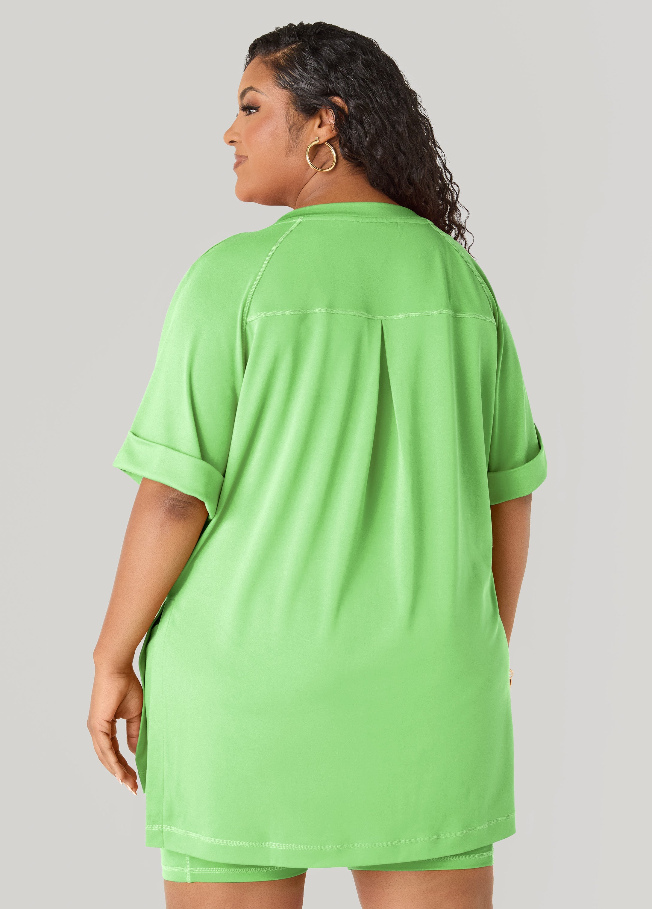 Side Split Athletic Knit Top Caribbean Sea | Ashley Stewart