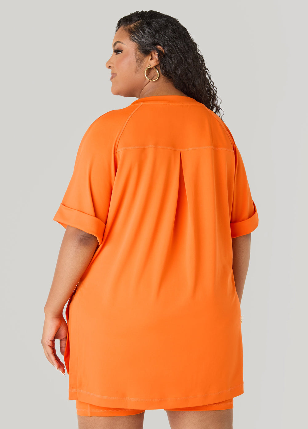 Side Split Athletic Knit Top Caribbean Sea | Ashley Stewart