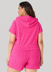Jacquard Zip Front Hoodie Beetroot Purple | Ashley Stewart