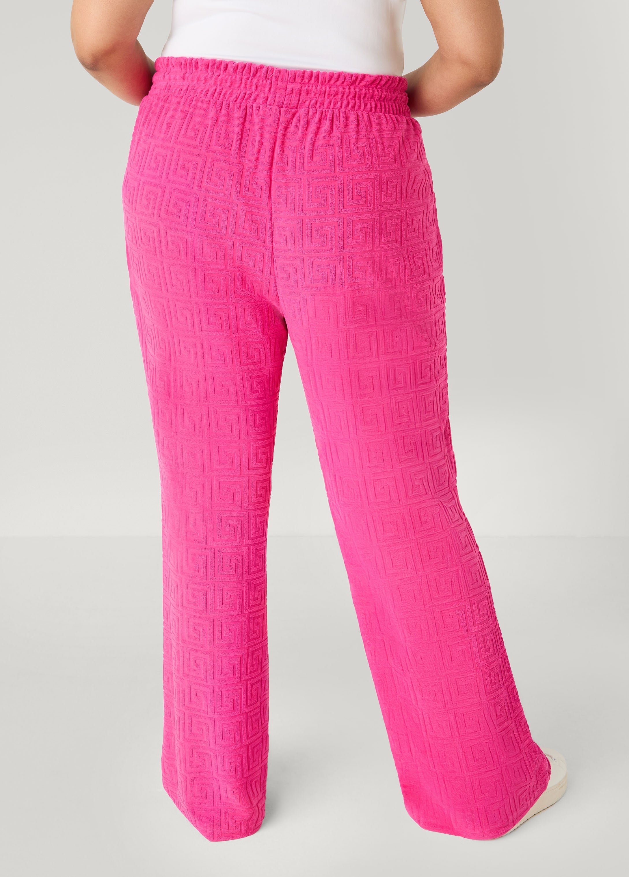 Greek Key Wide Leg Pants Coffee Bean | Ashley Stewart