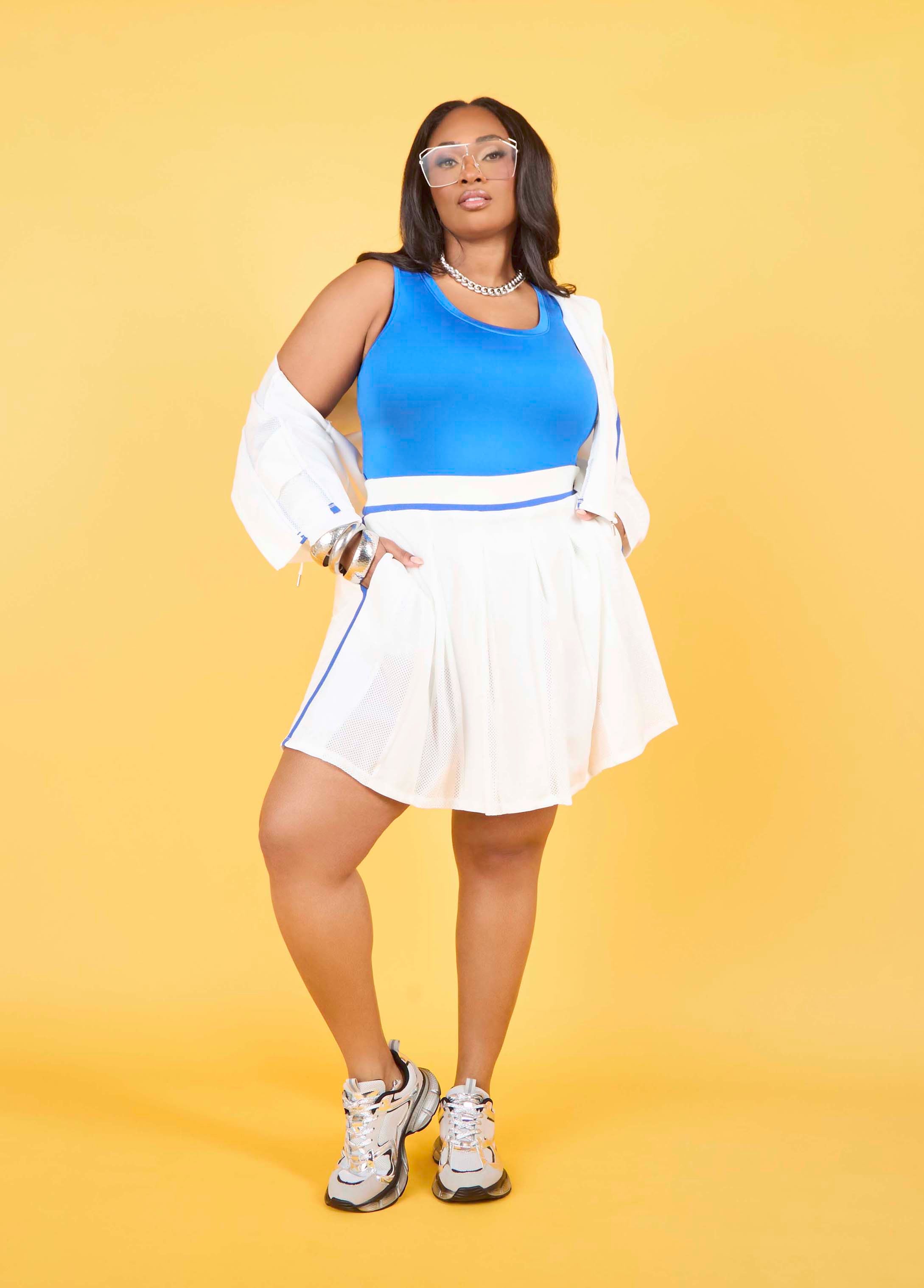 Mesh Paneled Skort White | Ashley Stewart