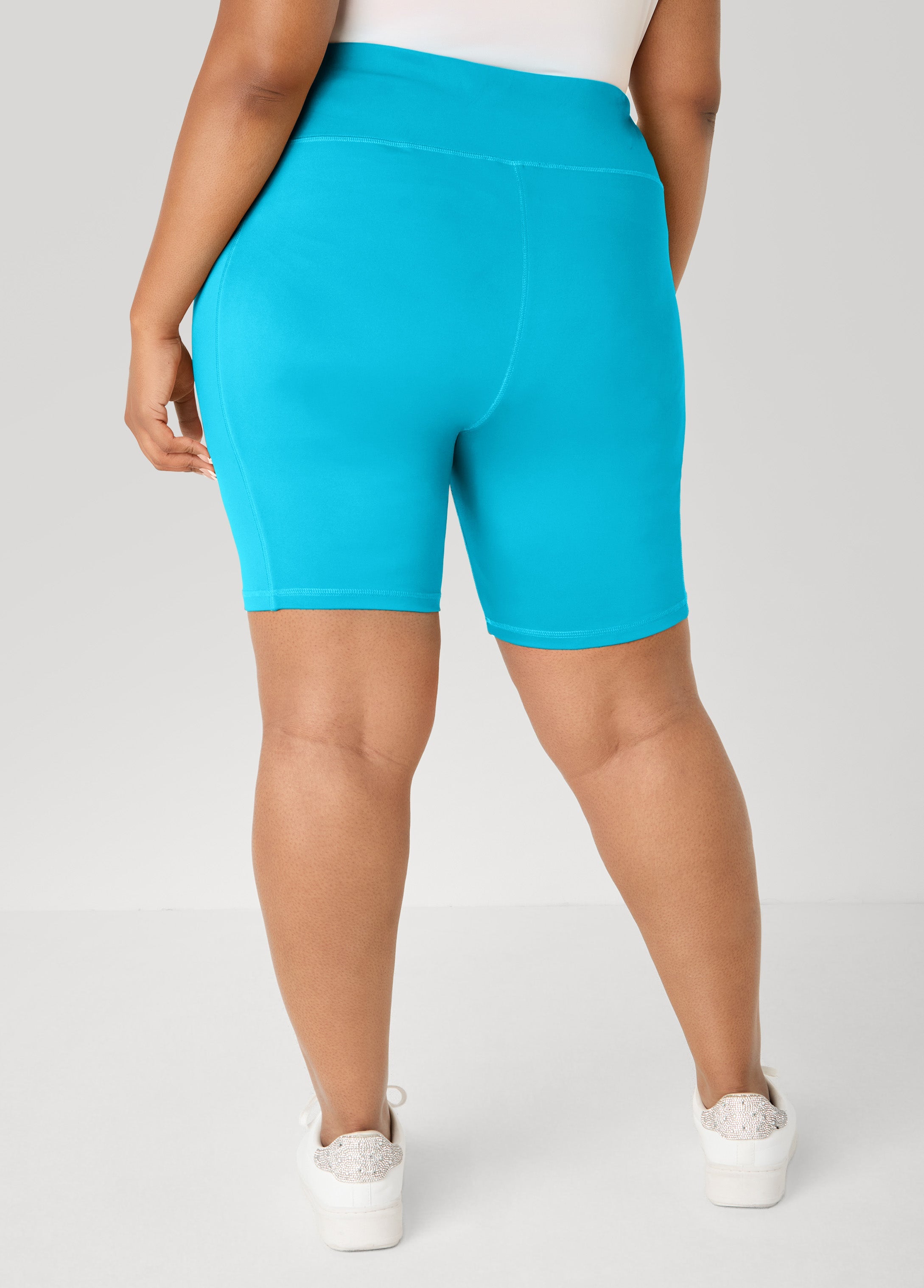 Phone Pocket Biker Shorts Caribbean Sea | Ashley Stewart