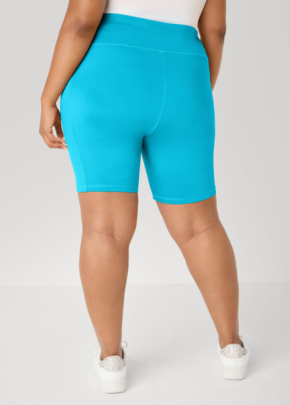 Phone Pocket Biker Shorts Caribbean Sea | Ashley Stewart