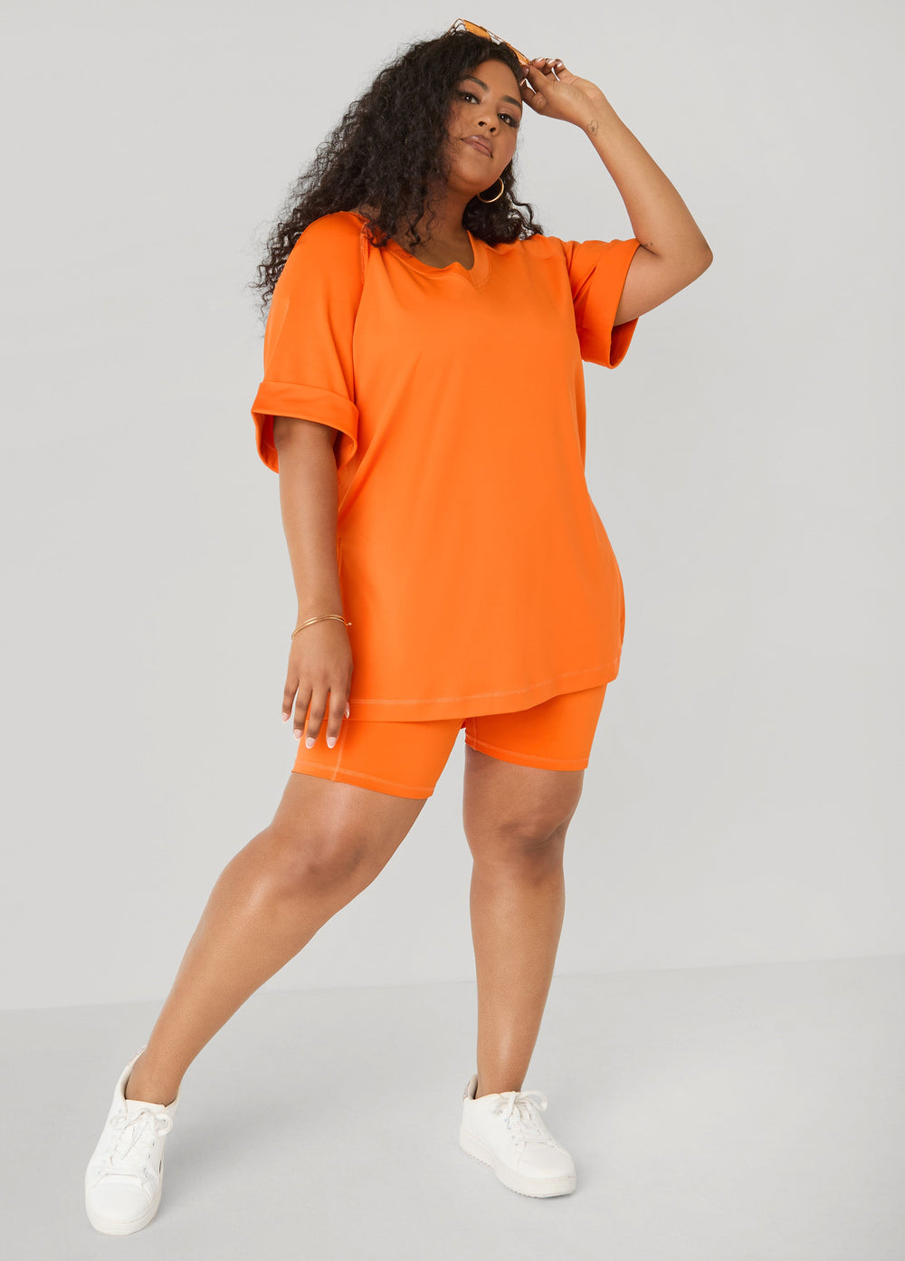 Phone Pocket Biker Shorts Caribbean Sea | Ashley Stewart