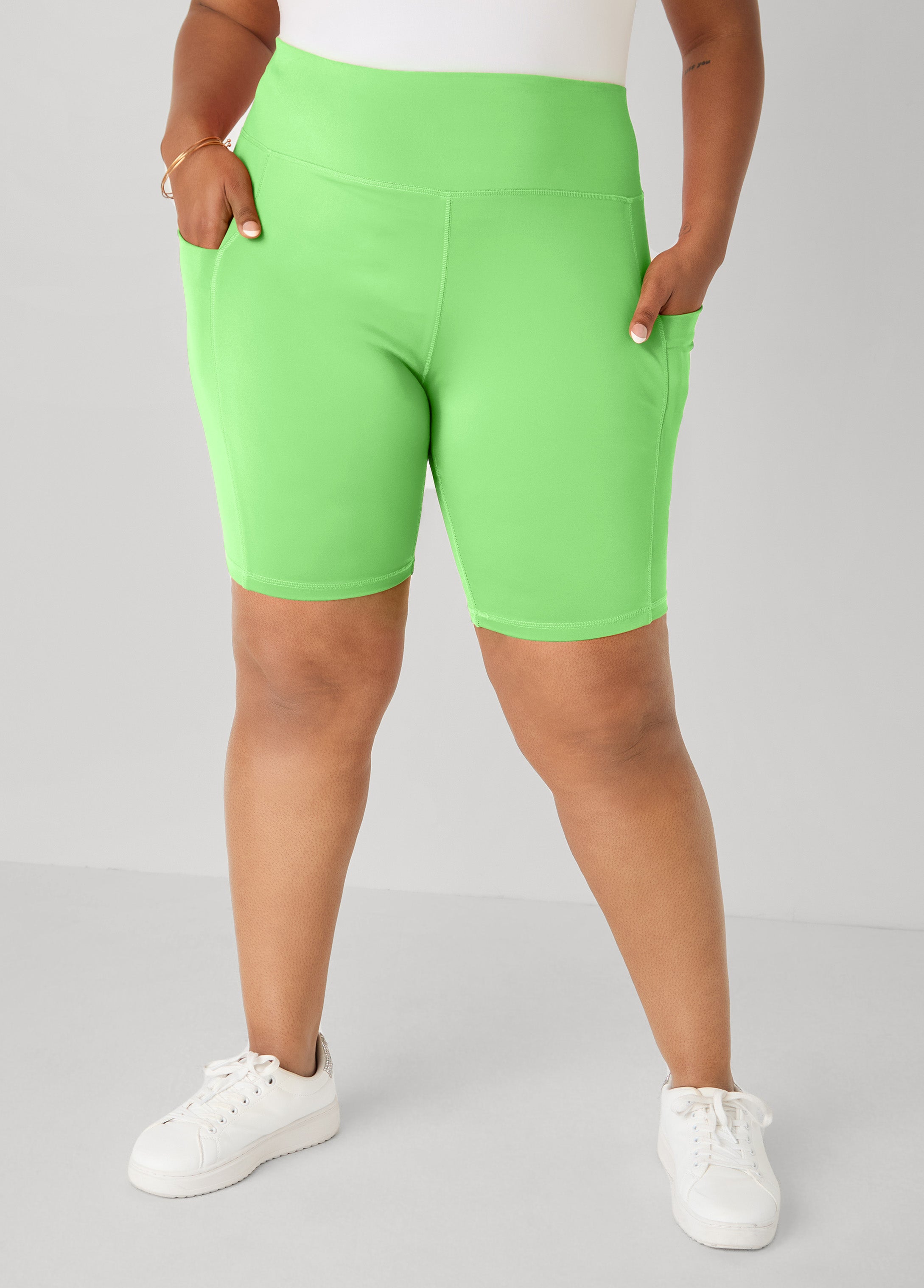 Phone Pocket Biker Shorts Caribbean Sea | Ashley Stewart