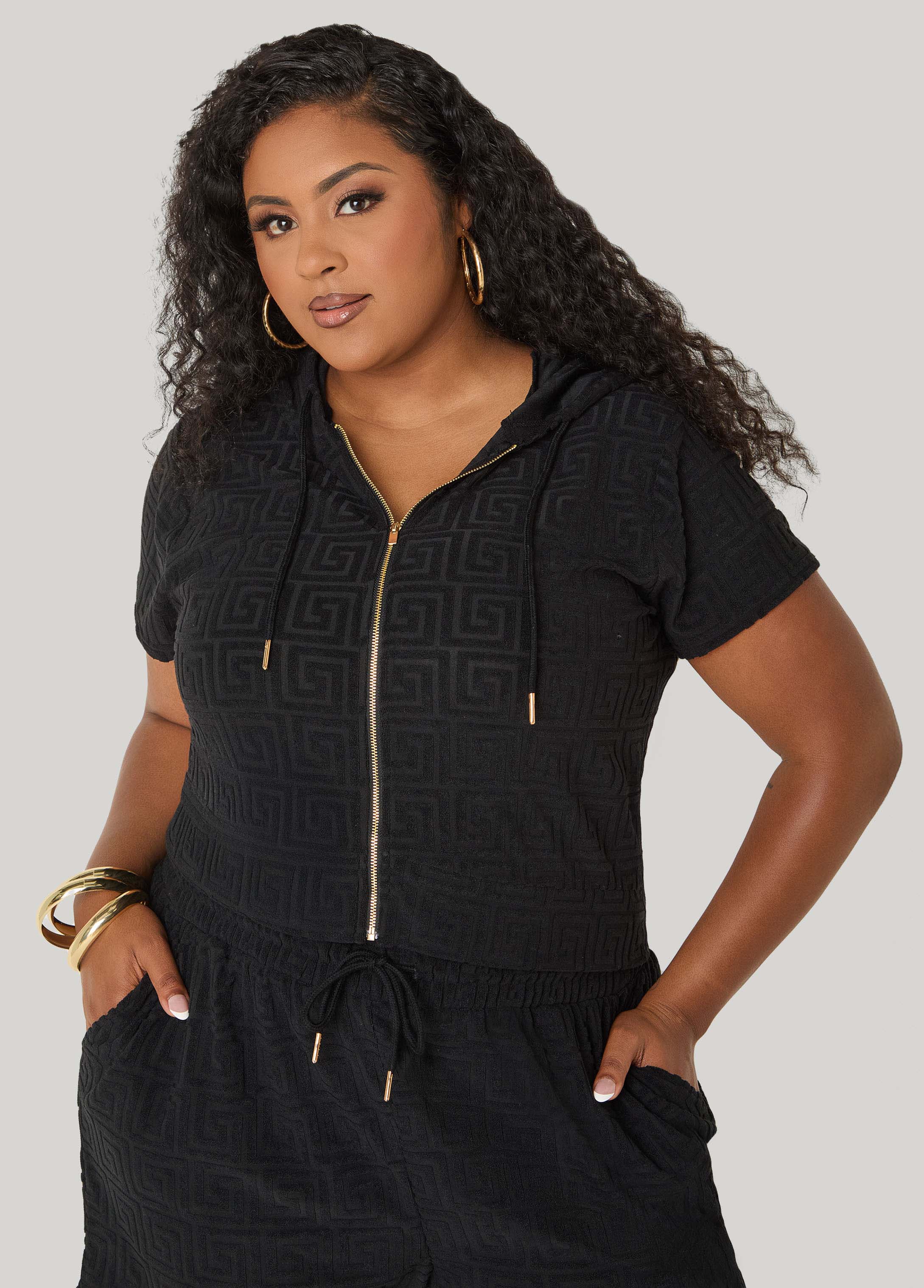 Drawstring Jacquard Shorts Beetroot Purple | Ashley Stewart