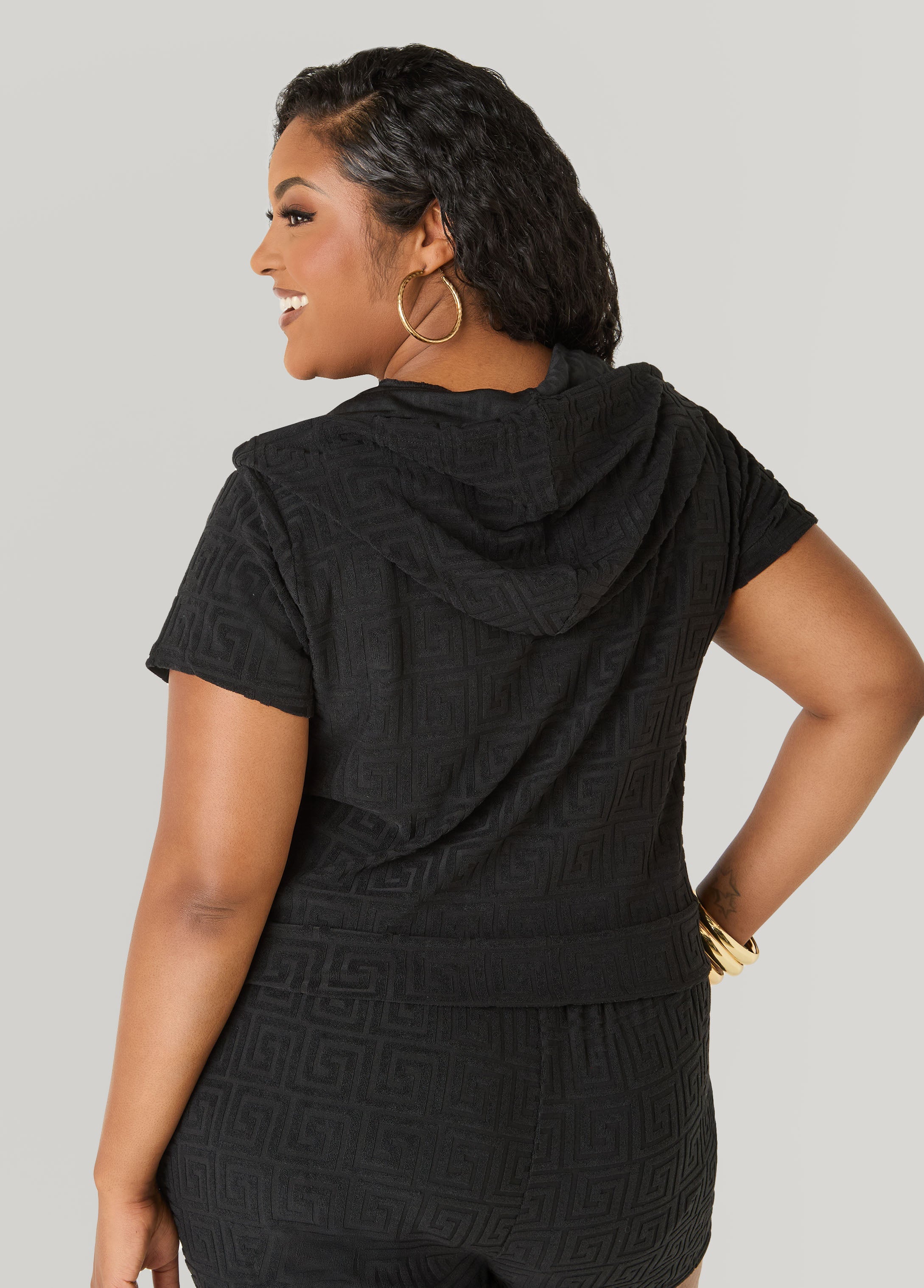 Drawstring Jacquard Shorts Beetroot Purple | Ashley Stewart