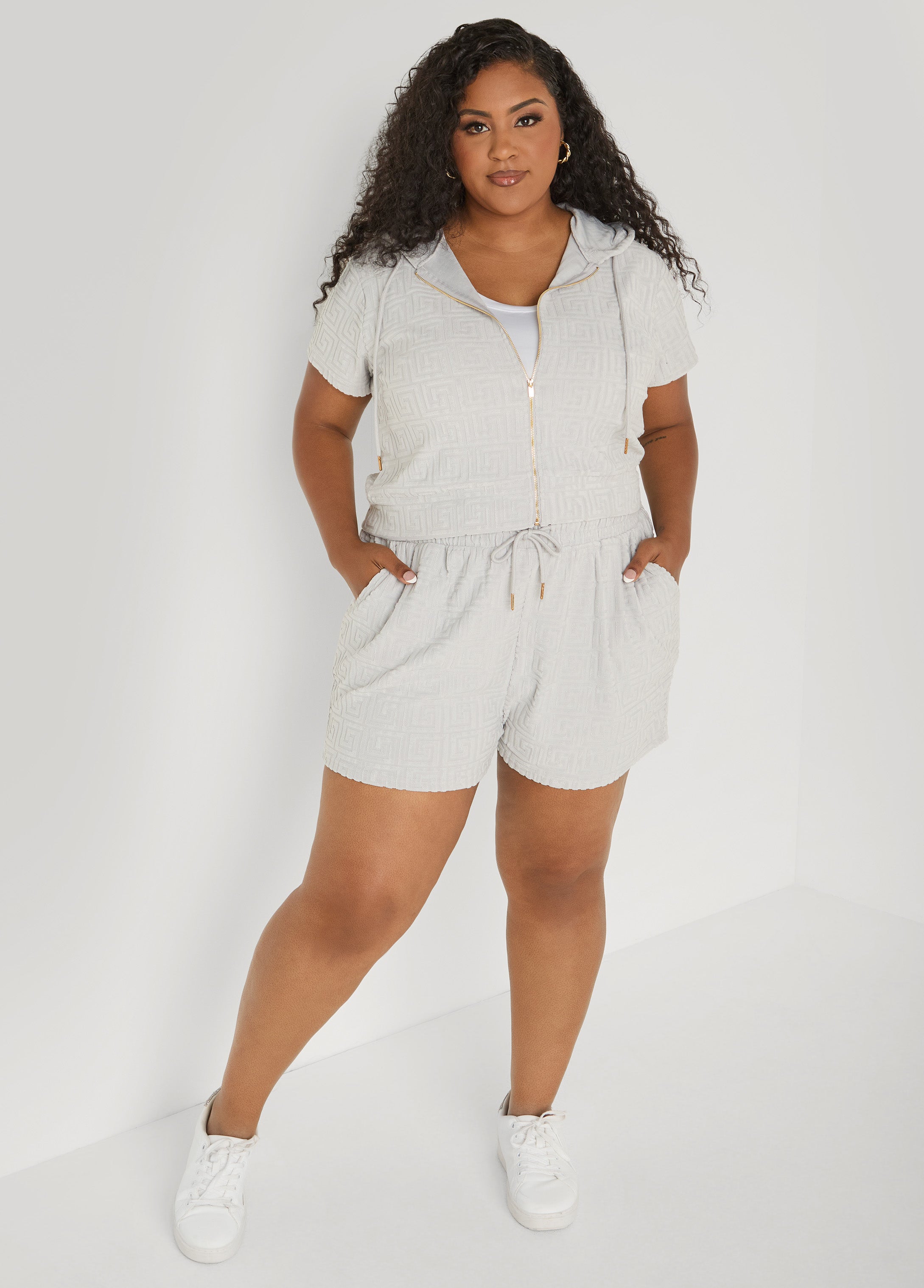 Drawstring Jacquard Shorts Beetroot Purple | Ashley Stewart