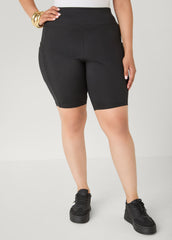 Cell Phone Pocket Biker Shorts Black | Ashley Stewart