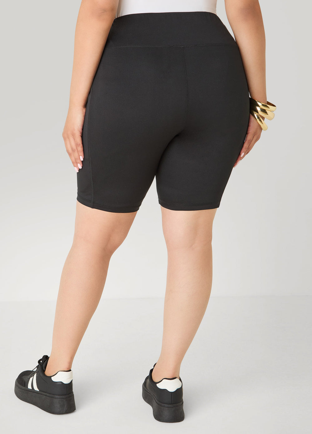 Cell Phone Pocket Biker Shorts Black | Ashley Stewart