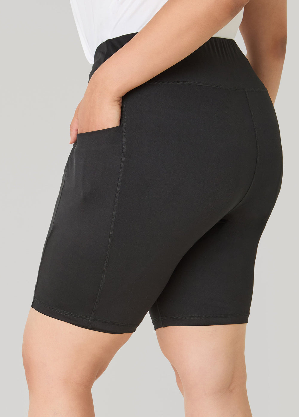 Cell Phone Pocket Biker Shorts Black | Ashley Stewart