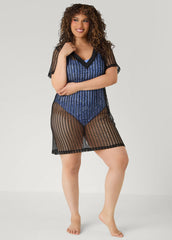 Given Kale Mesh Cover Up Black | Ashley Stewart