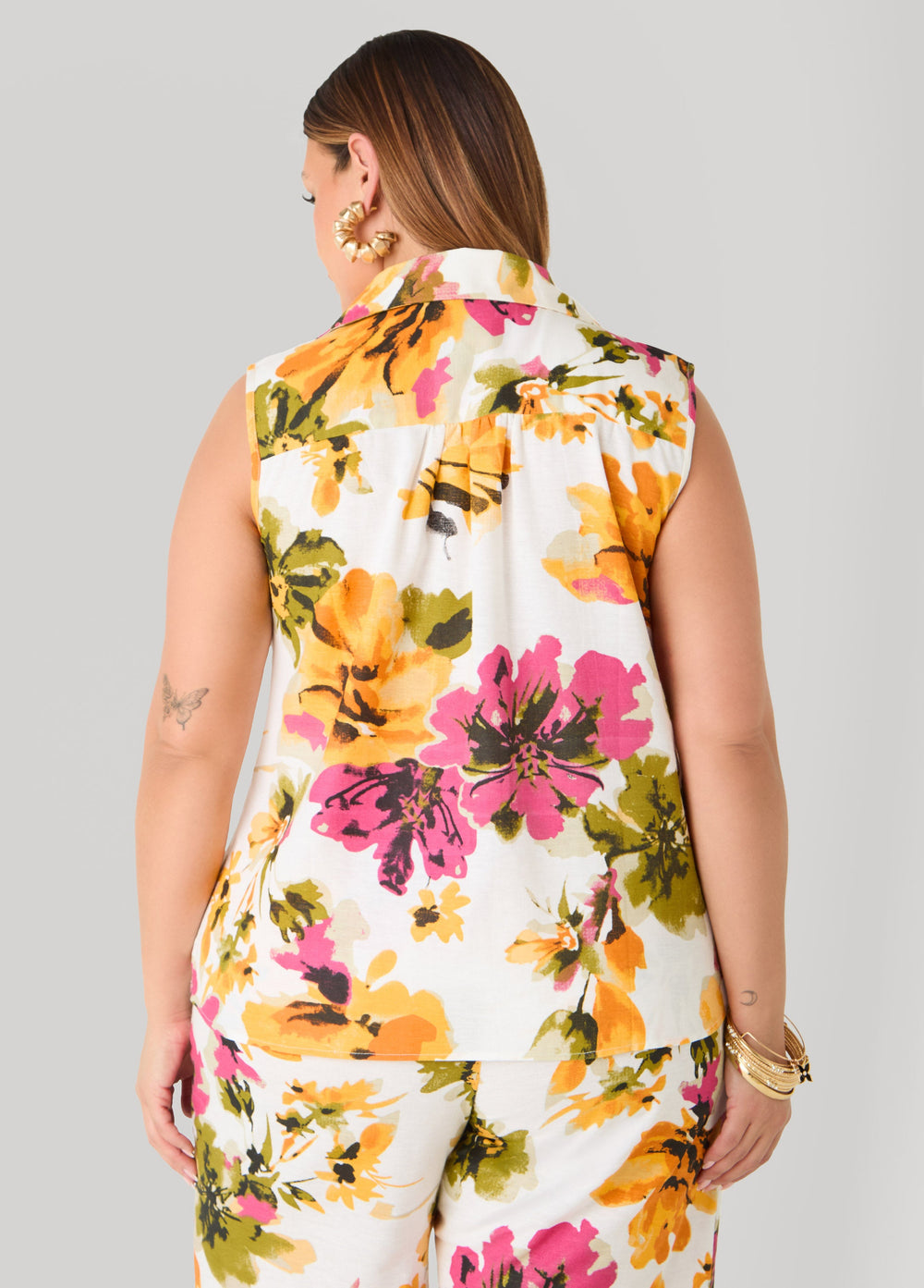 Watercolor Floral Print Shirt Multi | Ashley Stewart