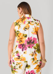 Watercolor Floral Print Shirt Multi | Ashley Stewart