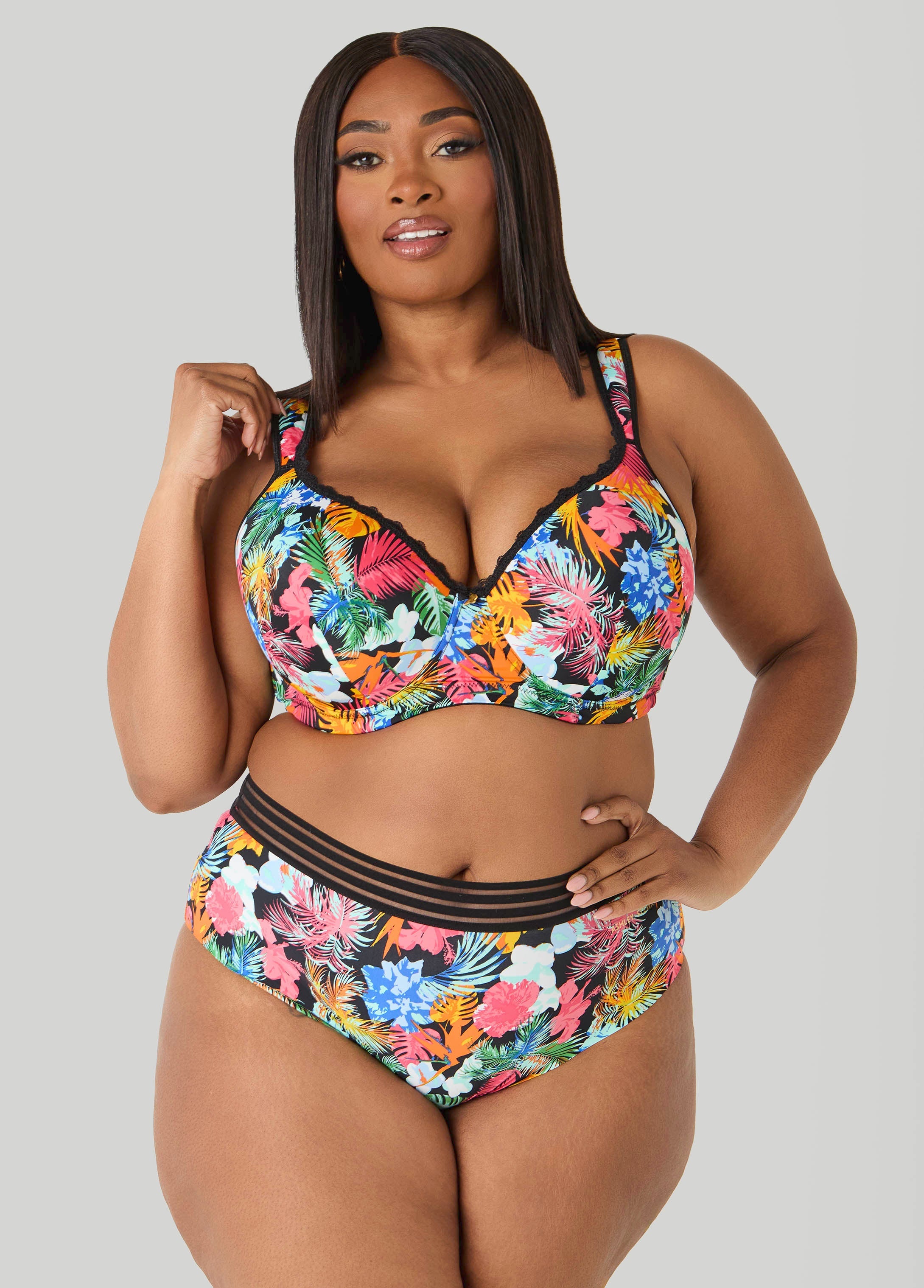 Tropical Full Coverage Butterfly Bra Multi | Ashley Stewart