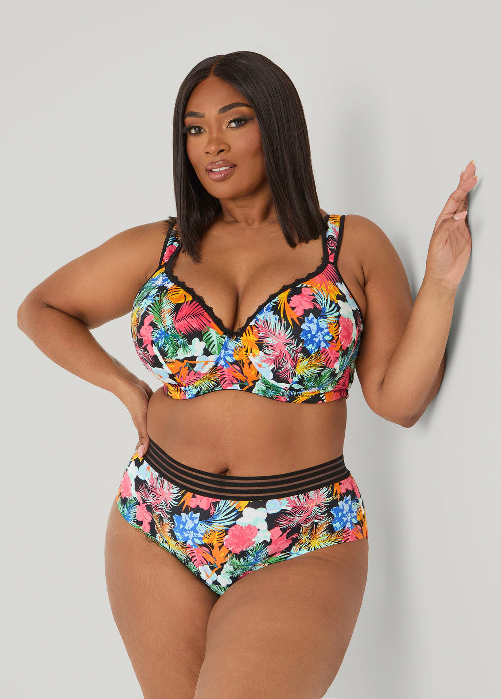 Tropical Sheer Waist Briefs Multi | Ashley Stewart