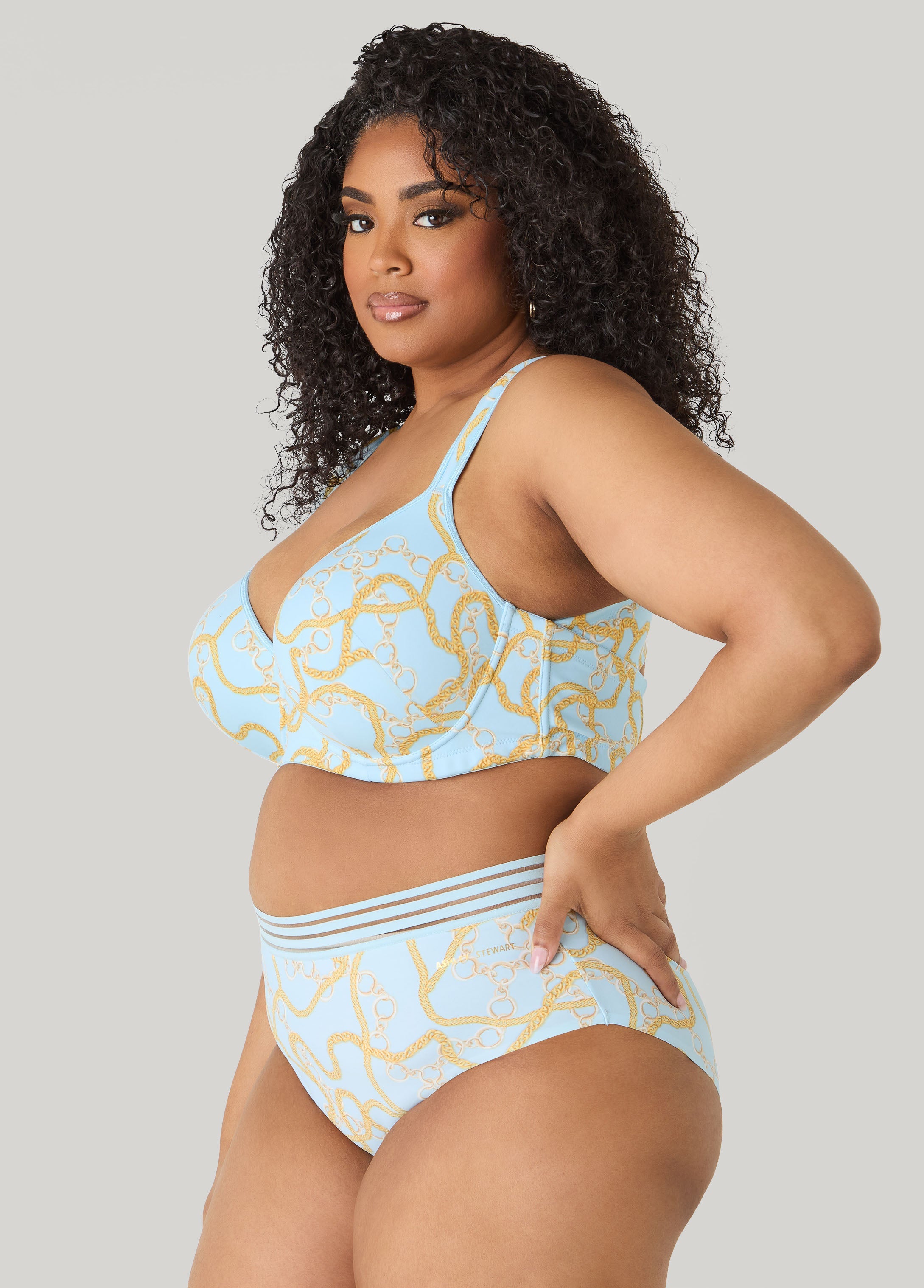 Chain Print Plunge Butterfly Bra Multi | Ashley Stewart