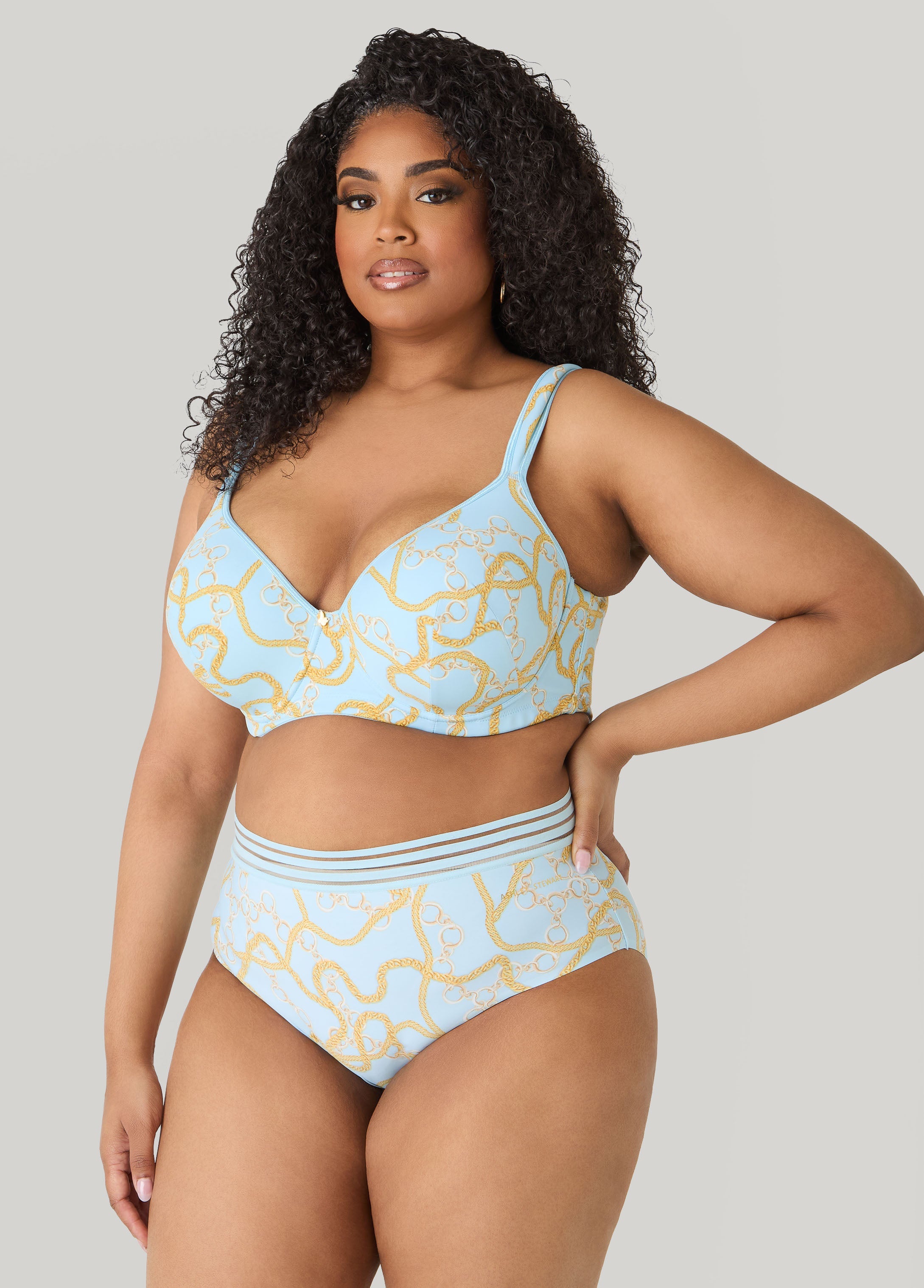 Chain Print Sheer Waist Briefs Multi | Ashley Stewart