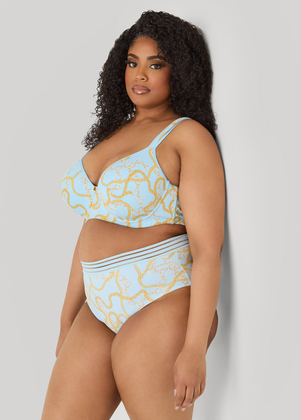 Chain Print Sheer Waist Briefs Multi | Ashley Stewart
