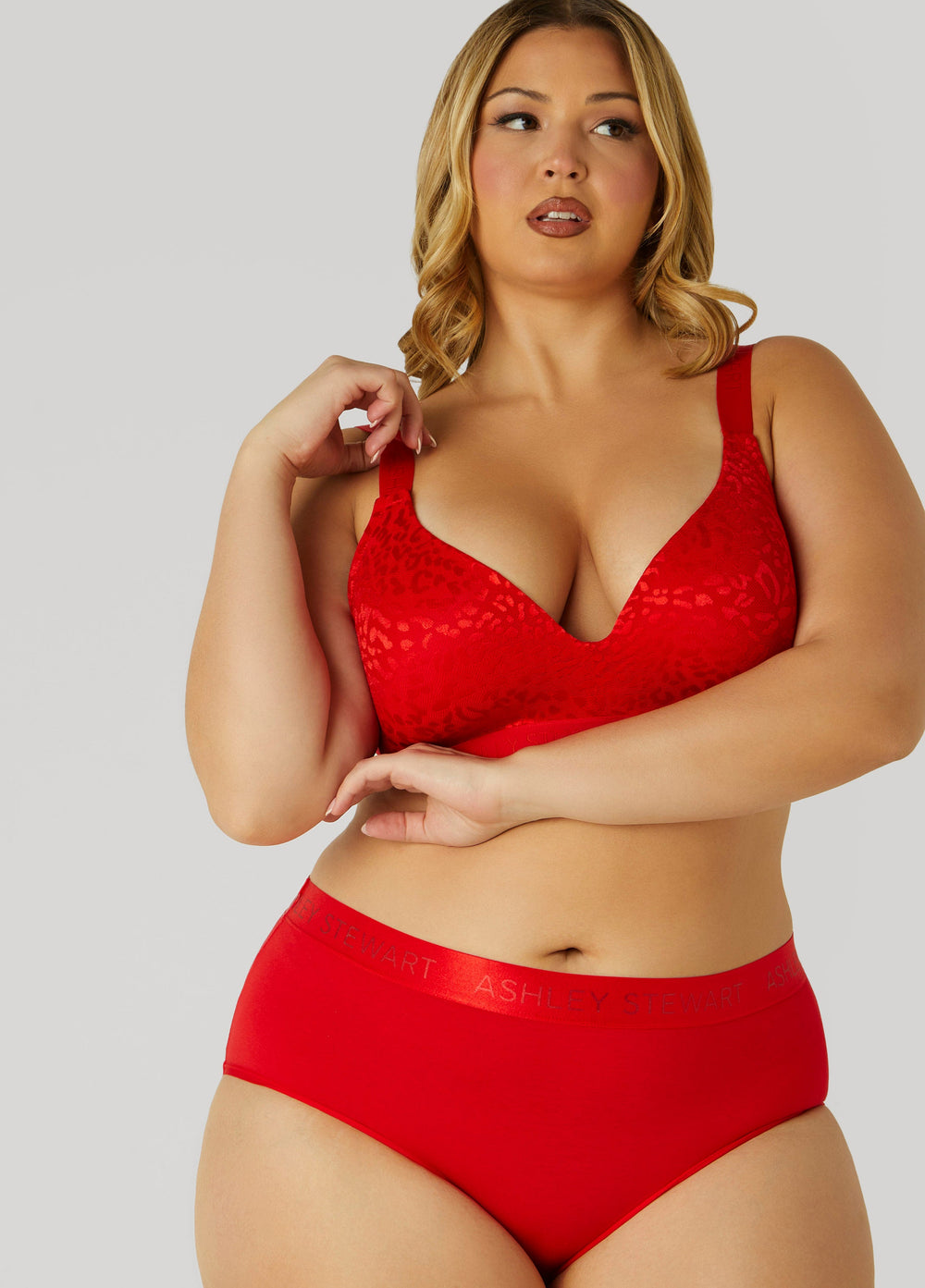 Leopard Jacquard Wireless Bra Goji Berry | Ashley Stewart