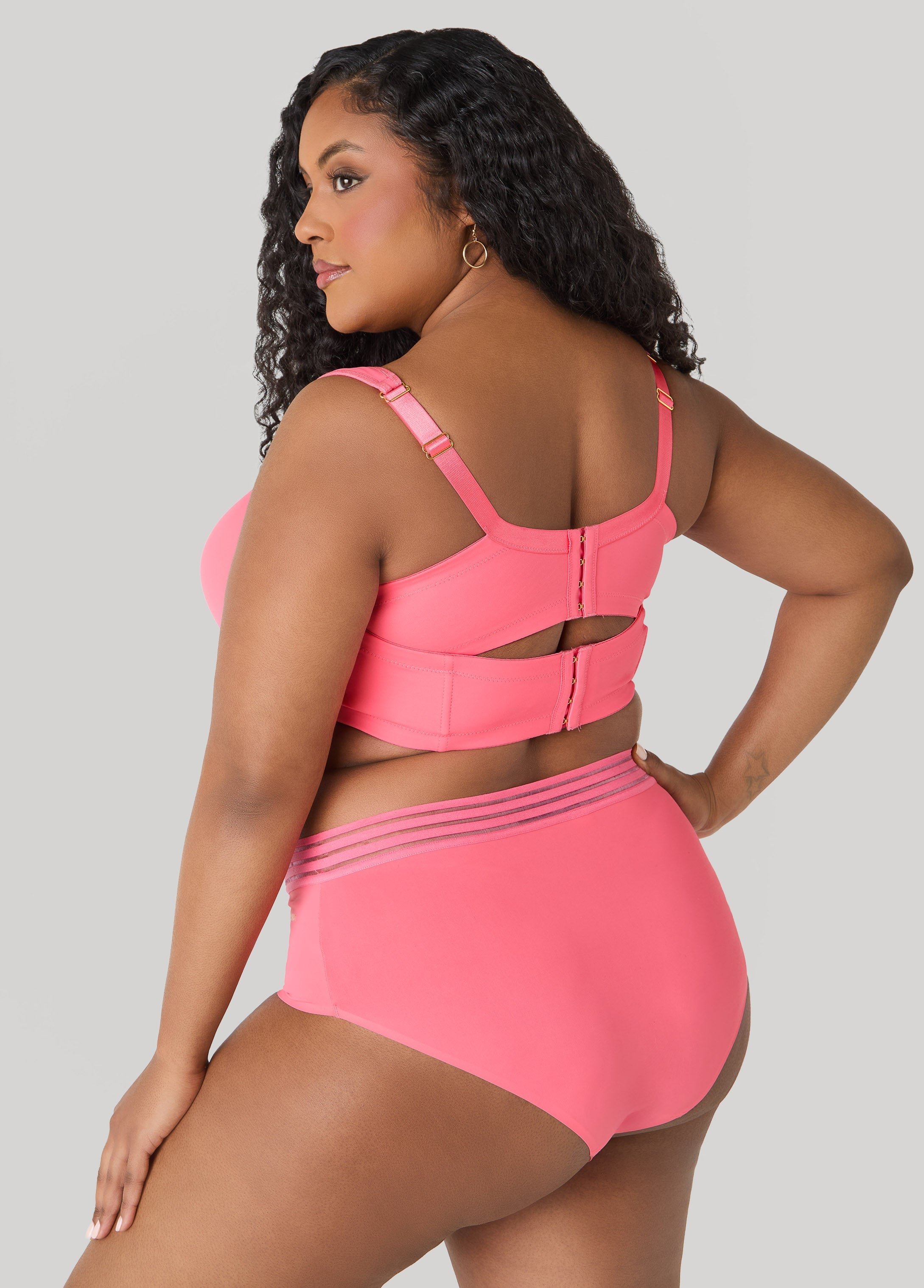 Lace Trimmed Full Coverage Butterfly Bra Calypso Coral | Ashley Stewart