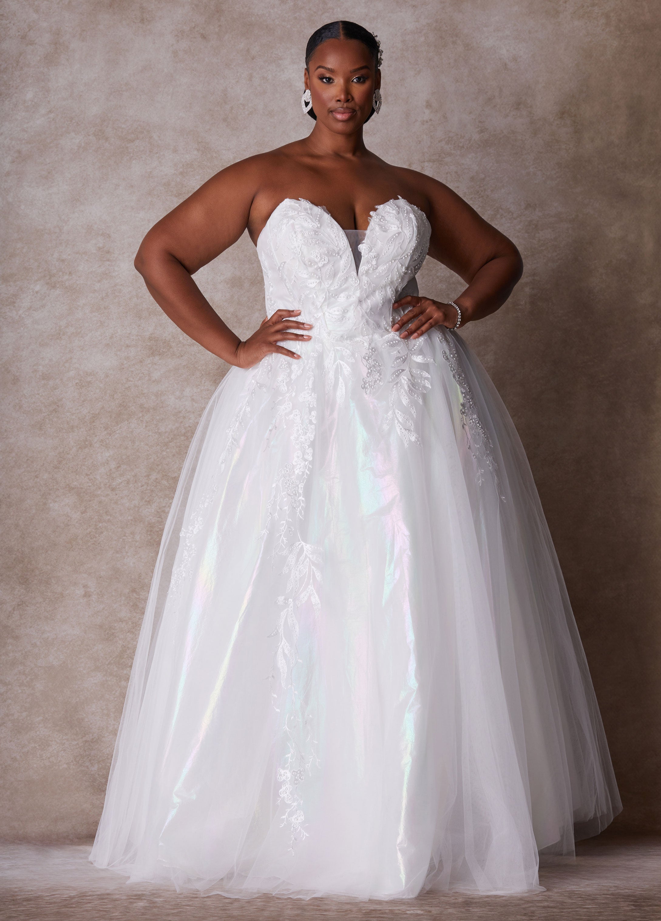Plus Size Princess Wedding Gown Plus Size Strapless Bridal Gown Egret | Ashley Stewart