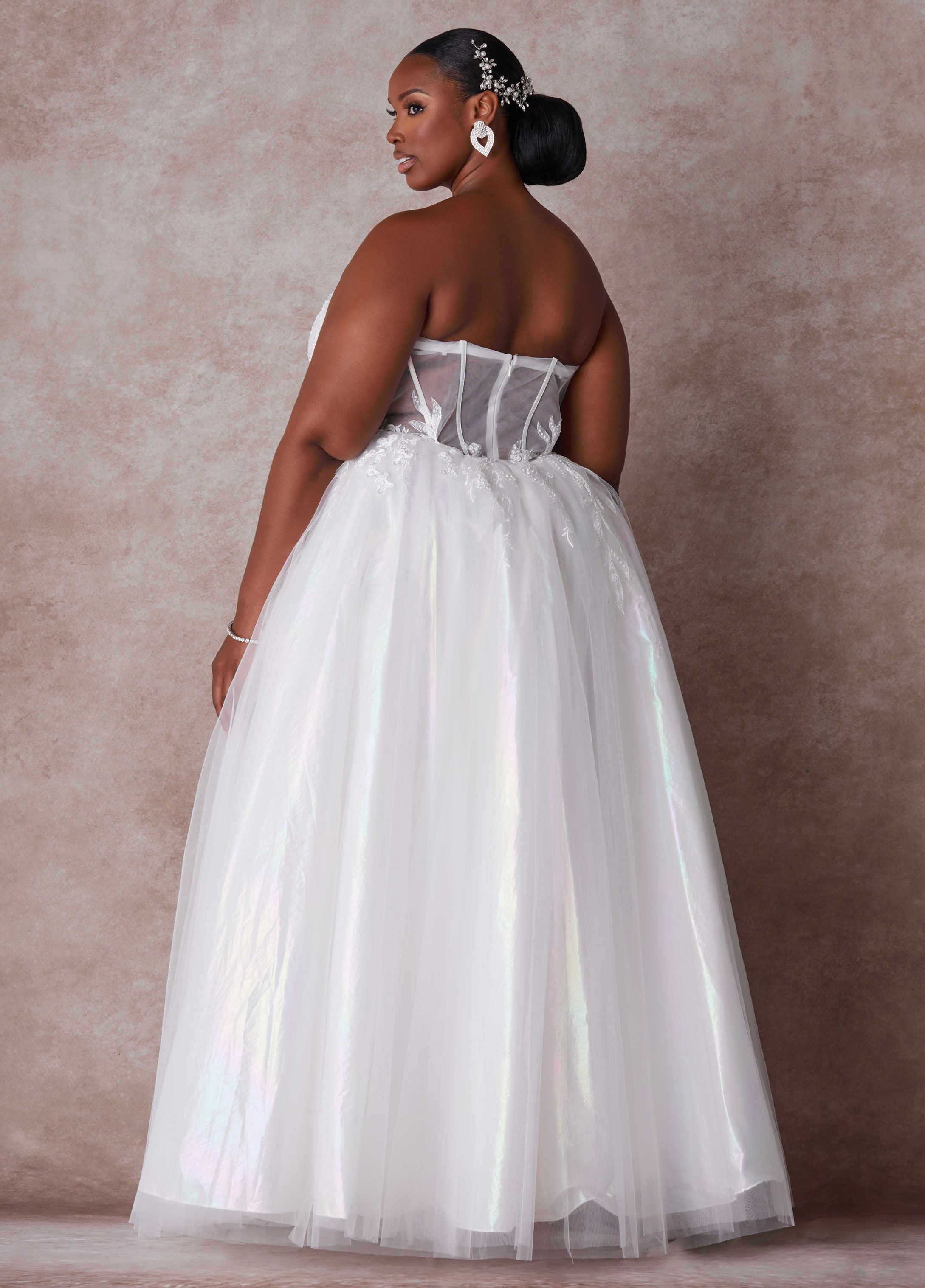 Plus Size Princess Wedding Gown Plus Size Strapless Bridal Gown Egret | Ashley Stewart