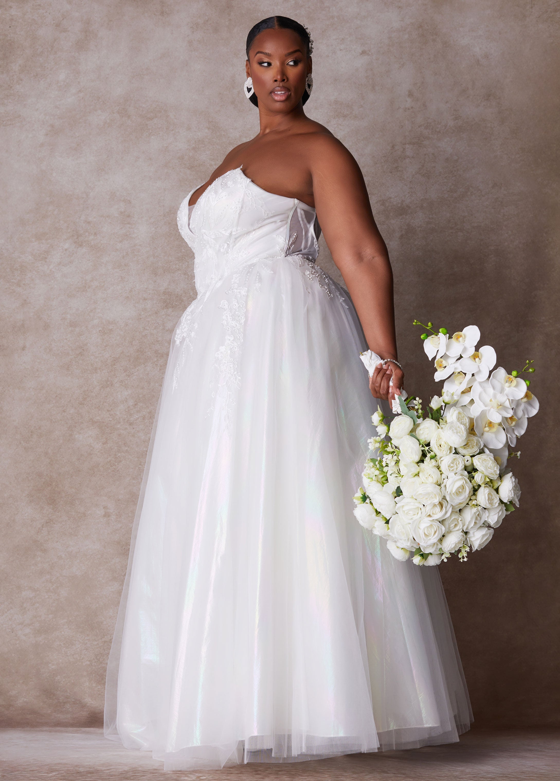 Plus Size Princess Wedding Gown Plus Size Strapless Bridal Gown Egret | Ashley Stewart