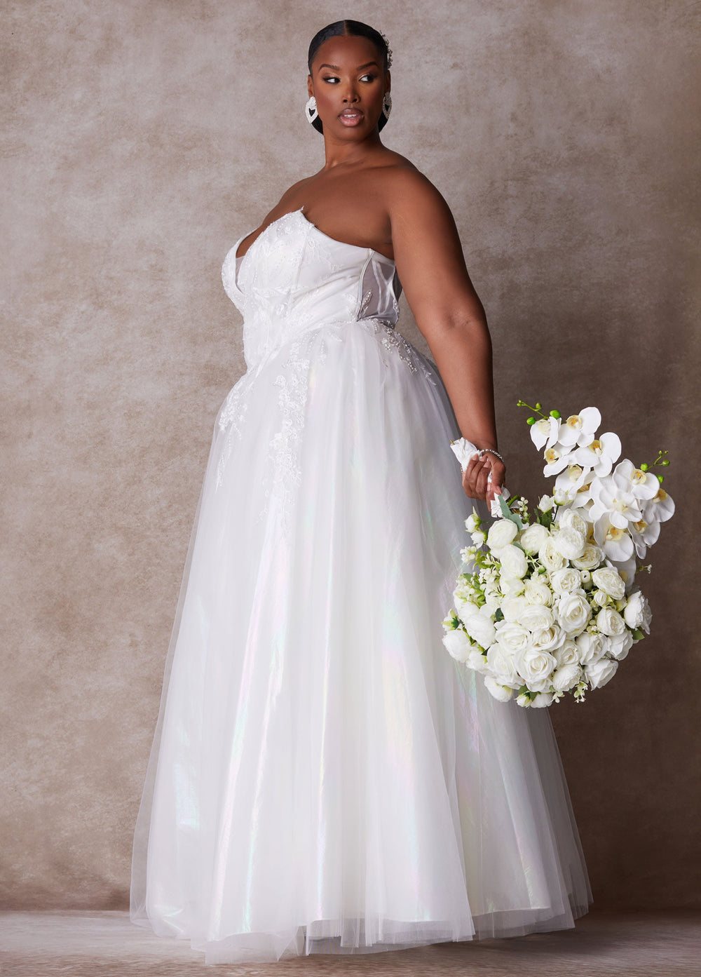 Plus Size Princess Wedding Gown Plus Size Strapless Bridal Gown Egret | Ashley Stewart