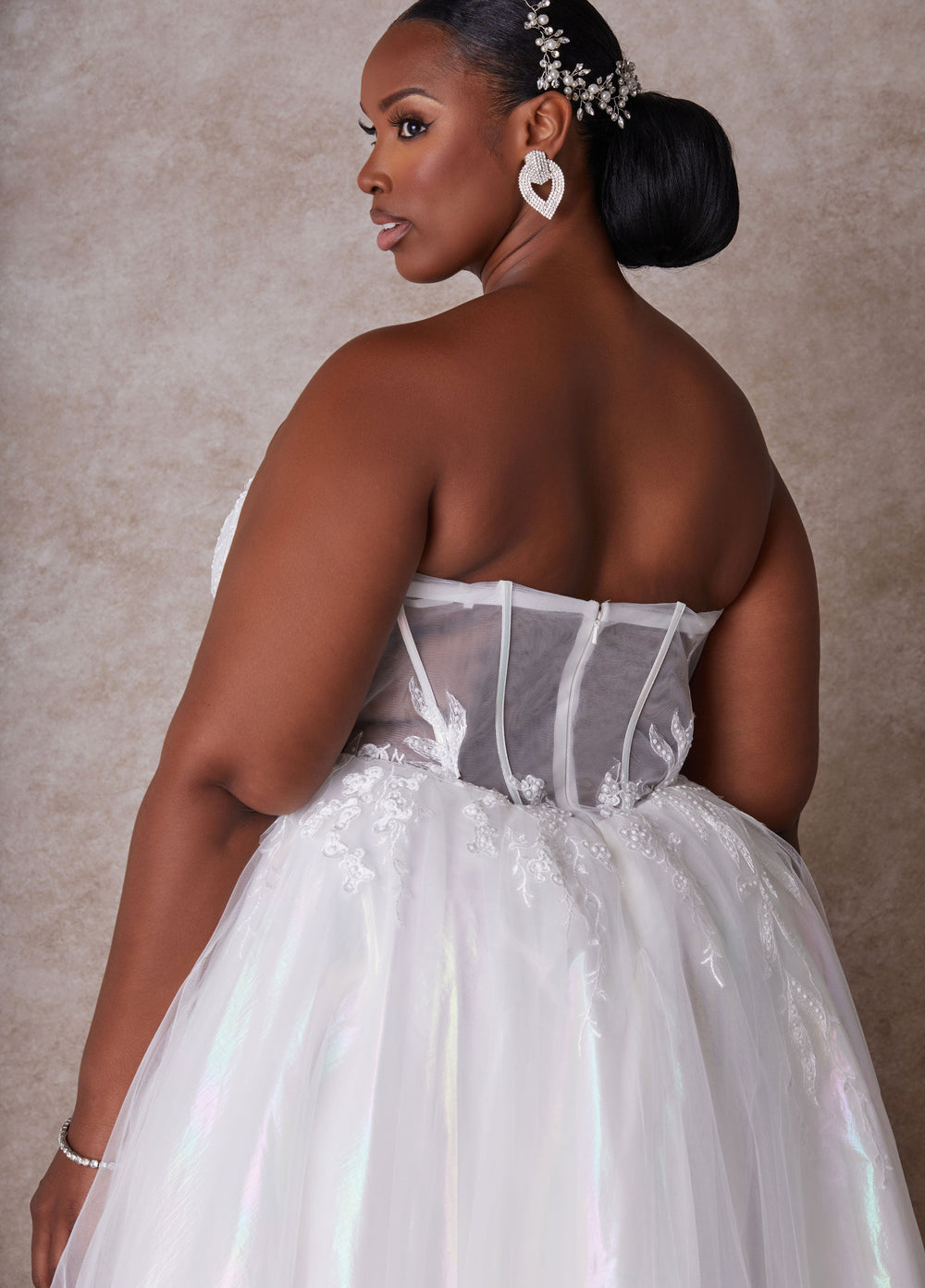 Plus Size Princess Wedding Gown Plus Size Strapless Bridal Gown Egret | Ashley Stewart