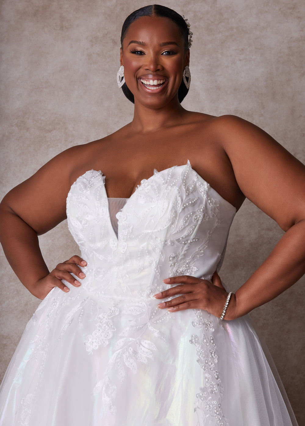 Plus Size Princess Wedding Gown Plus Size Strapless Bridal Gown Egret | Ashley Stewart