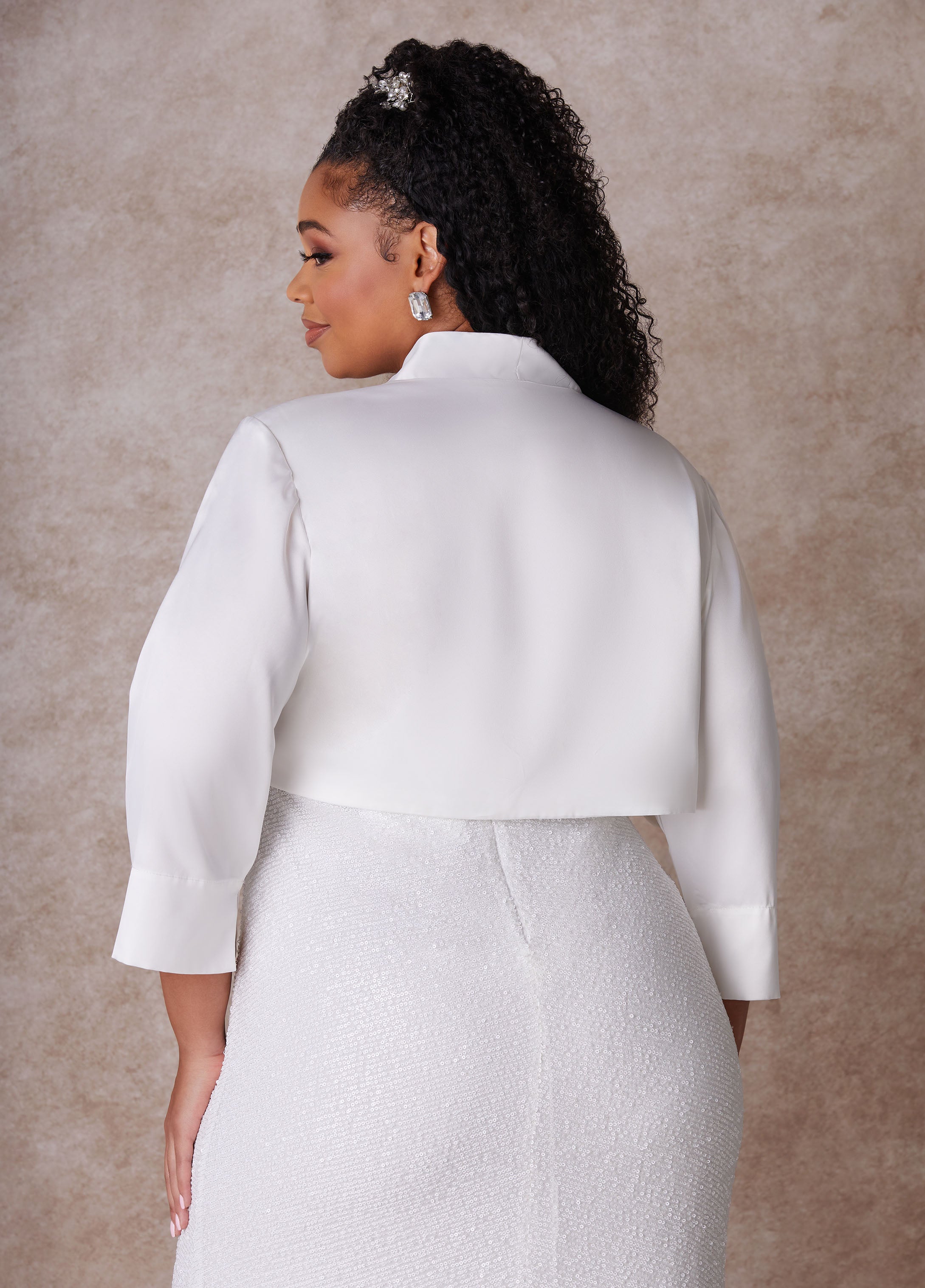 Plus Size Bridal Bolero Wedding Jacket Plus Size Bridal Fashion White | Ashley Stewart